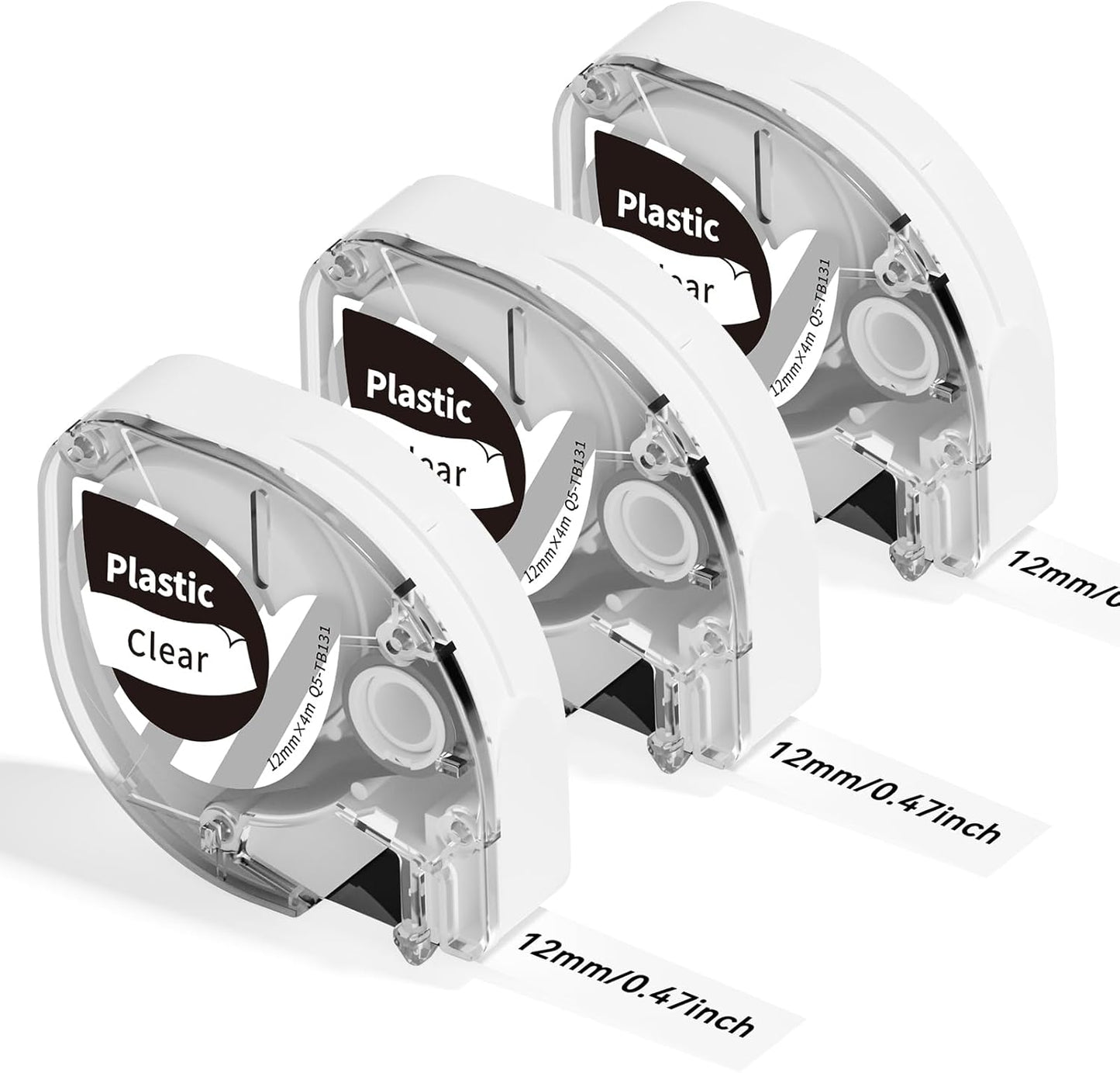 Vixic 3 Pack Plastic Label Tape Replace for Dymo LetraTag Refills Clear 16952 12mm x 4m Label Maker Refills Transparent, Compatible with Dymo Letratag LT-100H LT-100T LT-110T 200B QX50 Label Maker