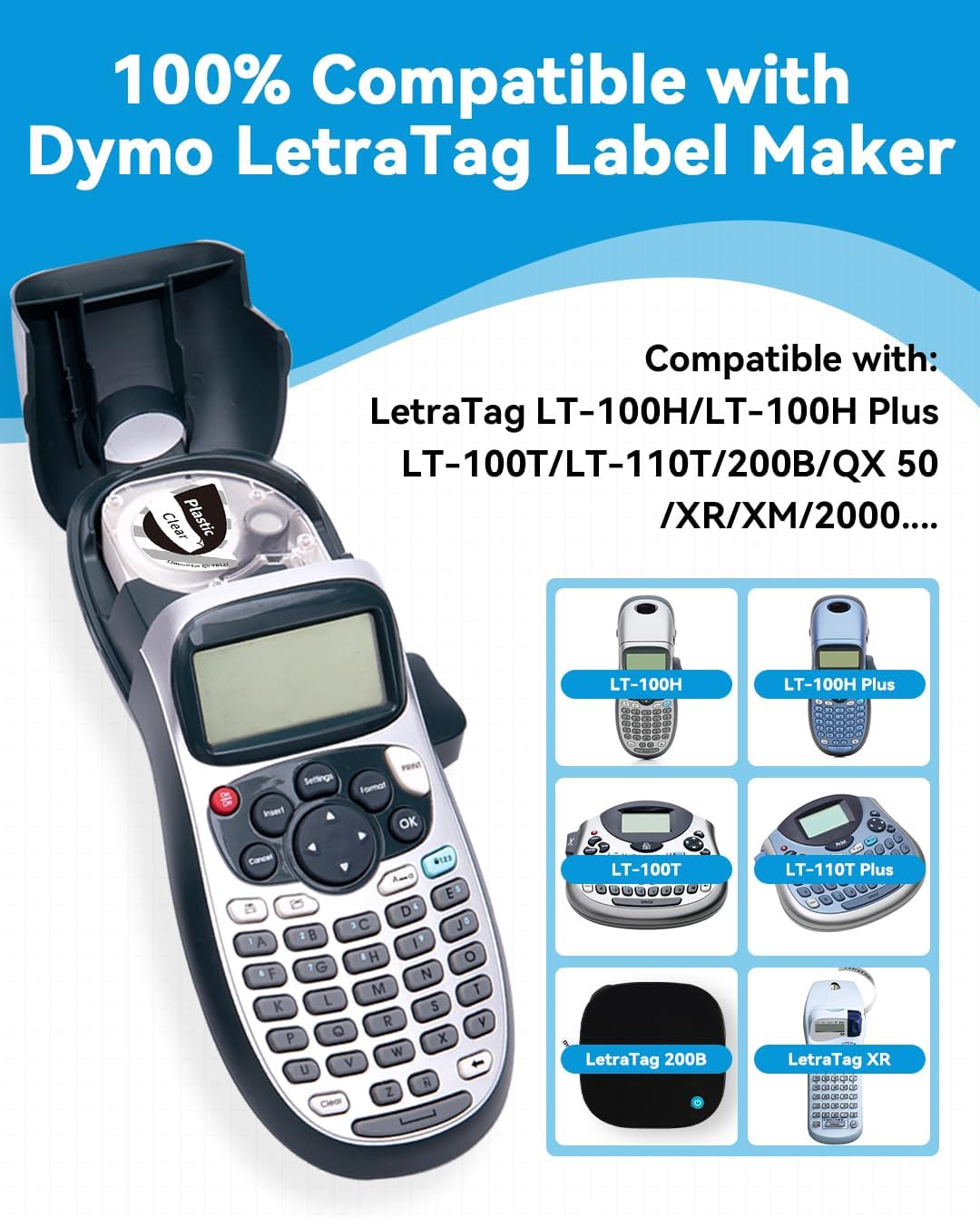Vixic 3 Pack Plastic Label Tape Replace for Dymo LetraTag Refills Clear 16952 12mm x 4m Label Maker Refills Transparent, Compatible with Dymo Letratag LT-100H LT-100T LT-110T 200B QX50 Label Maker