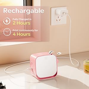 Vixic Pink Label Maker Machine with Tape-M960 Portable Mini Smartphone Label Makers, Rechargeable Bluetooth Handheld Label Printer Multiple Templates Icon Font for Home School Kids Office Organization