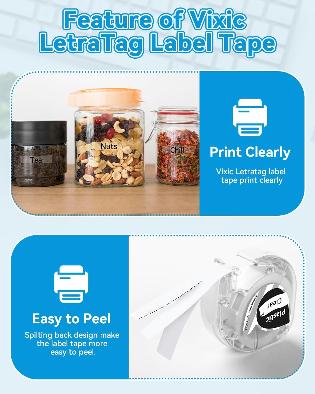 Vixic 3 Pack Plastic Label Tape Replace for Dymo LetraTag Refills Clear 16952 12mm x 4m Label Maker Refills Transparent, Compatible with Dymo Letratag LT-100H LT-100T LT-110T 200B QX50 Label Maker