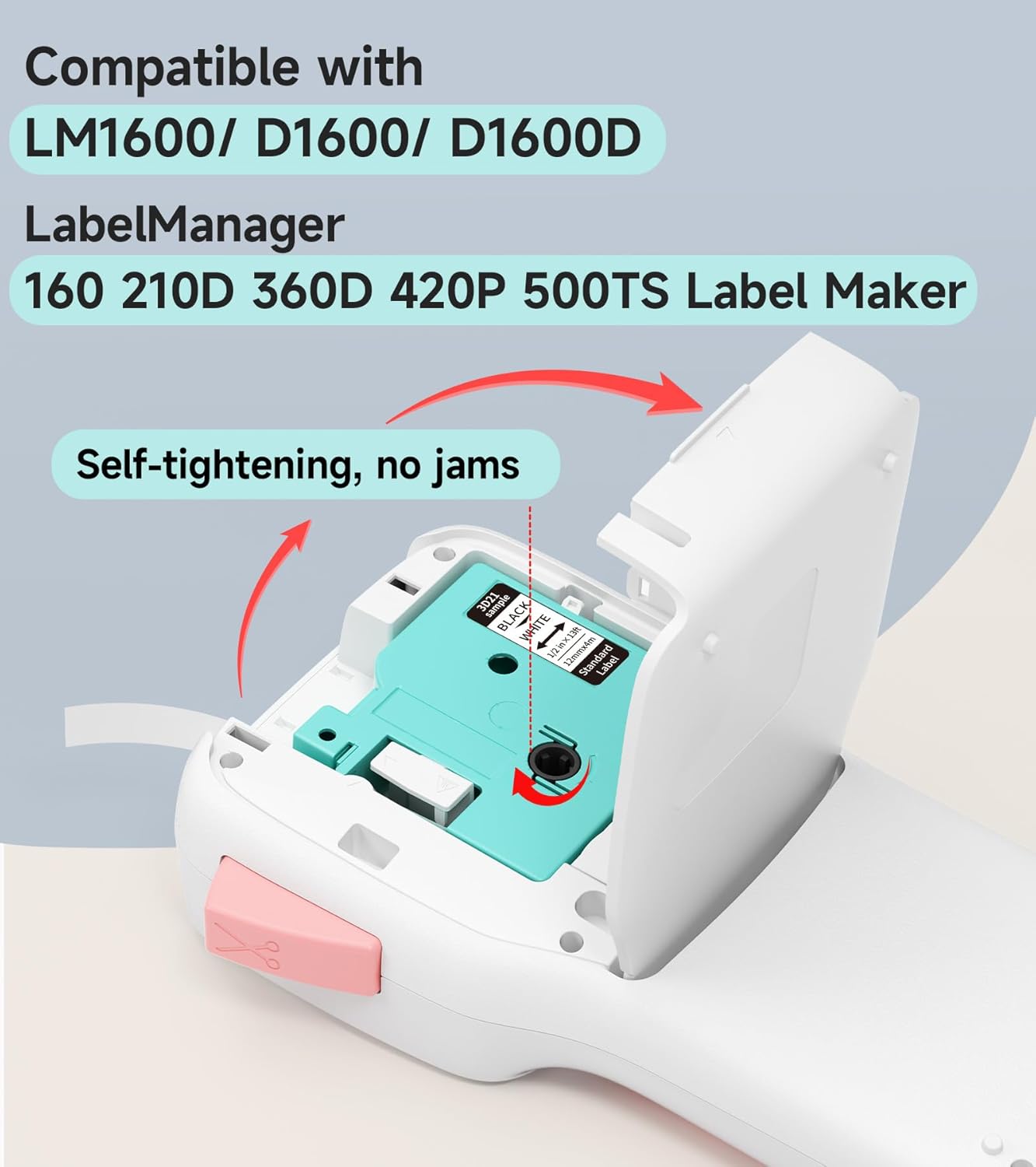 Vixic Label Maker, Portable Label Maker Machine with Tapes - LM1600, Backlighting LCD Screen Label Maker with QWERTY Keyboard, Pink Rechargeable Handheld Labeler, Home School Office Organization