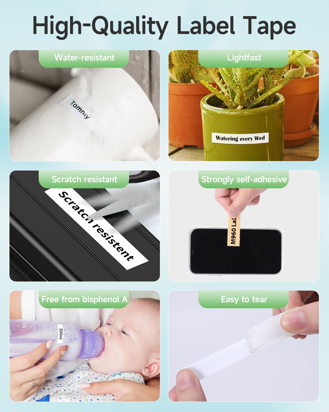 Vixic Label Maker Machine With Tape, Portable Bluetooth Label Printer, Type-C Rechargeable Mini Inkless Labeler, Label Machine For iOS Android for School Office Home Kitchen Organization, White-Green