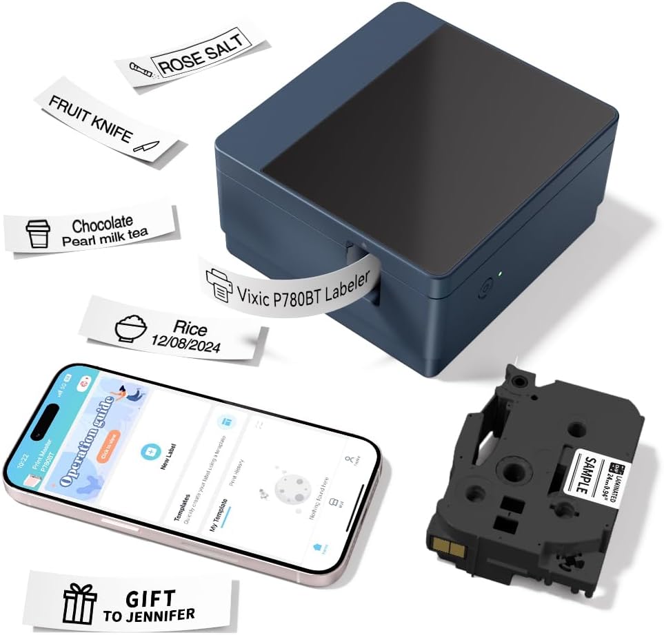 Vixic P780BT 24mm Beschriftungsgerät,etikettiermaschine Bluetooth labelwriter (Blau)