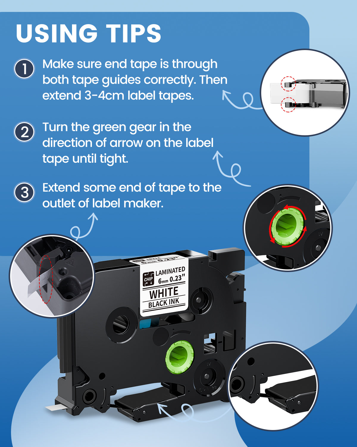 6mm Label Tape TZe-211 Compatible with Brother TZe TZ Tape 6mm 0.23 Laminated White BZ Tape 1B21Z for Vixic D210S H1100 D480BT P780BT E1000 P3200 & P Touch PT-D220 PT-D210 PT-H110 PT-D400 Label Maker