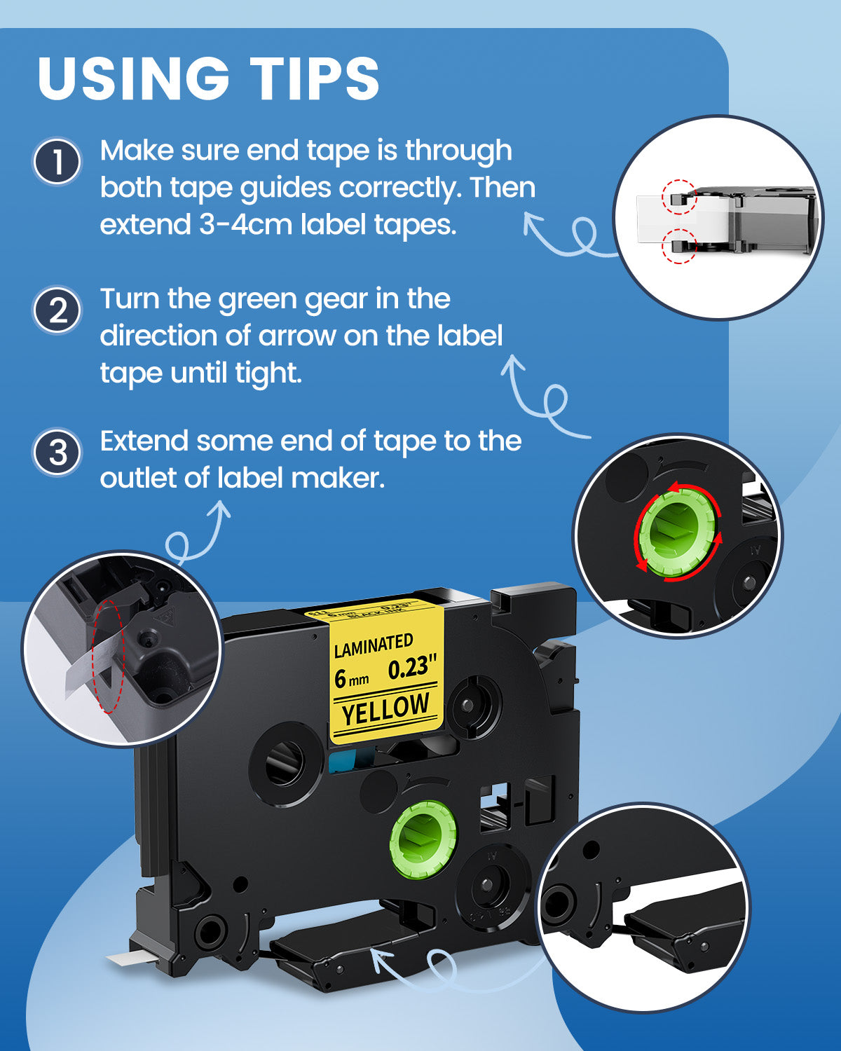6mm Label Tape TZe-611 Compatible with Brother TZe TZ Tape 6mm 0.23 Laminated Yellow BZ Tape 1B61Z for Vixic D210S H1100 D480BT P780BT E1000 P3200 & P Touch PT-D220 PT-D210 PT-H110 PT-D400 Label Maker