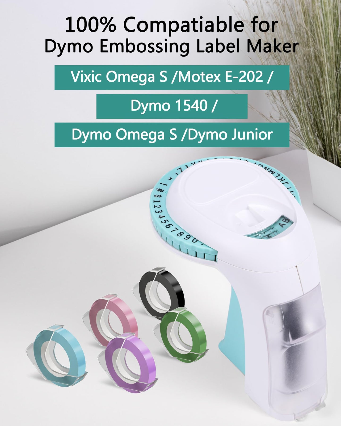Embossing Label Tape Compatible for Dymo Embossing Label Maker Refills 3/8'' 9mm for Dymo Organizer Xpress Pro 12966 Office Mate II 1540, Black/Pink/Light Yellow/Lake Blue/Lake Green 10PK
