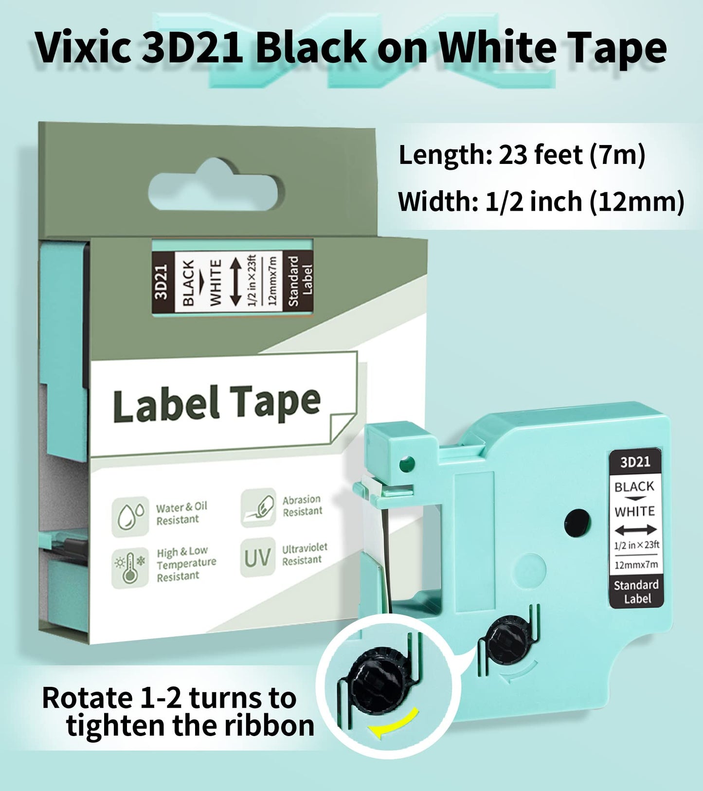 White Label Maker Tape for Vixic D1600 D1600D LM1600 Labeler, 1/2 Inch x 23Feet Tape Replacement for D1 Label Tape 45013, Compatible with Dymo LabelManager 160 280 210D Label Maker