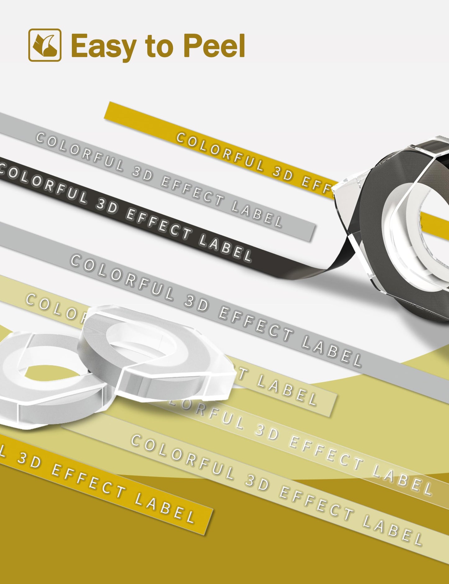 Vixic Omega S Embossing Label Tape,3D Plastic Embossing Label Tapes compatible for dymo Organizer Xpress Embosser 12956,12966,1540, 1880,size 3/8''(9mm) use to Home/School/Office/Shop