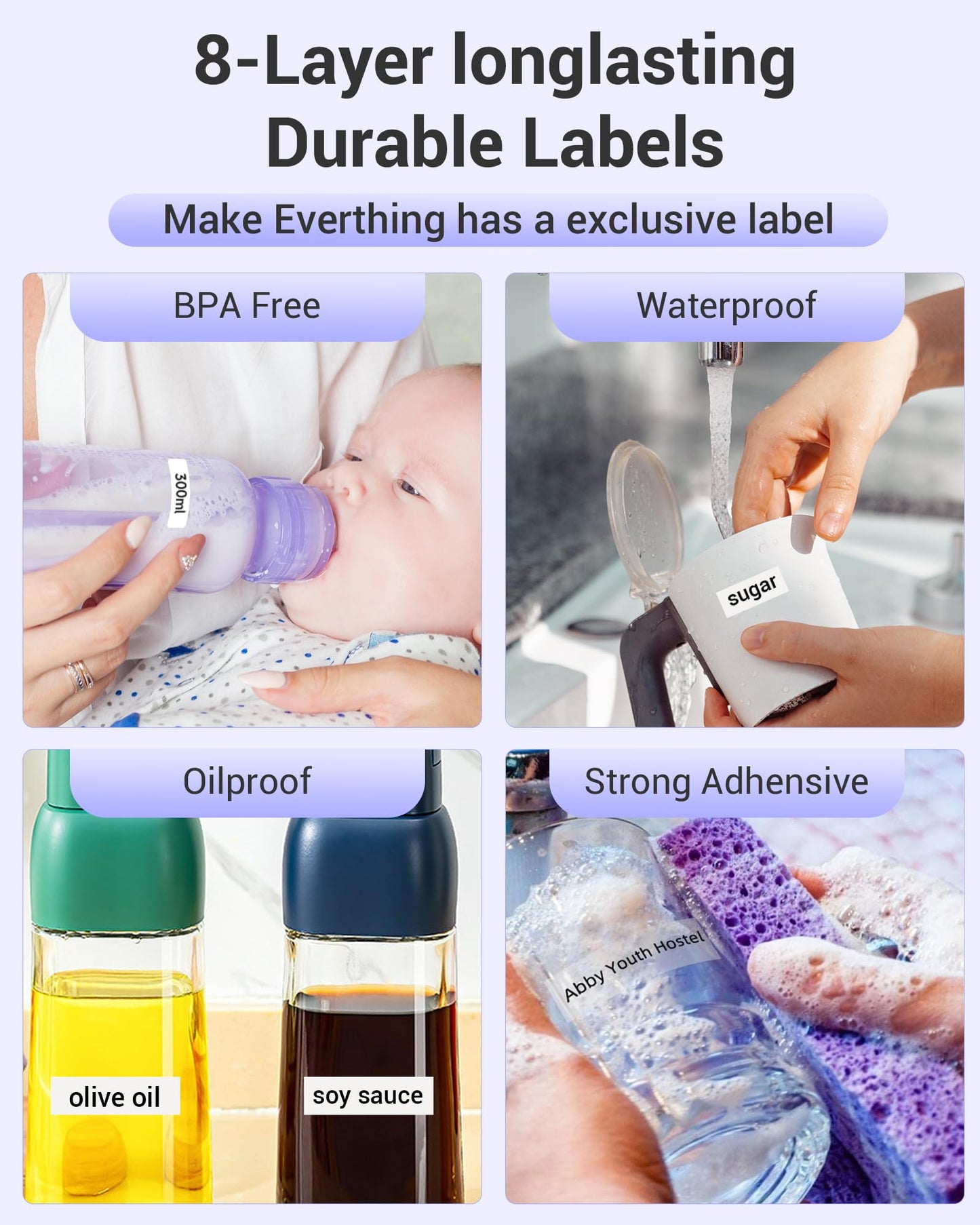 Vixic Label Maker - D1600 Mini Bluetooth Label Printer Wireless Labeler Label Maker Machine with Tape Multiple Templates Available Sticker Maker for Office Organization Home Kitchen Storage, Purple