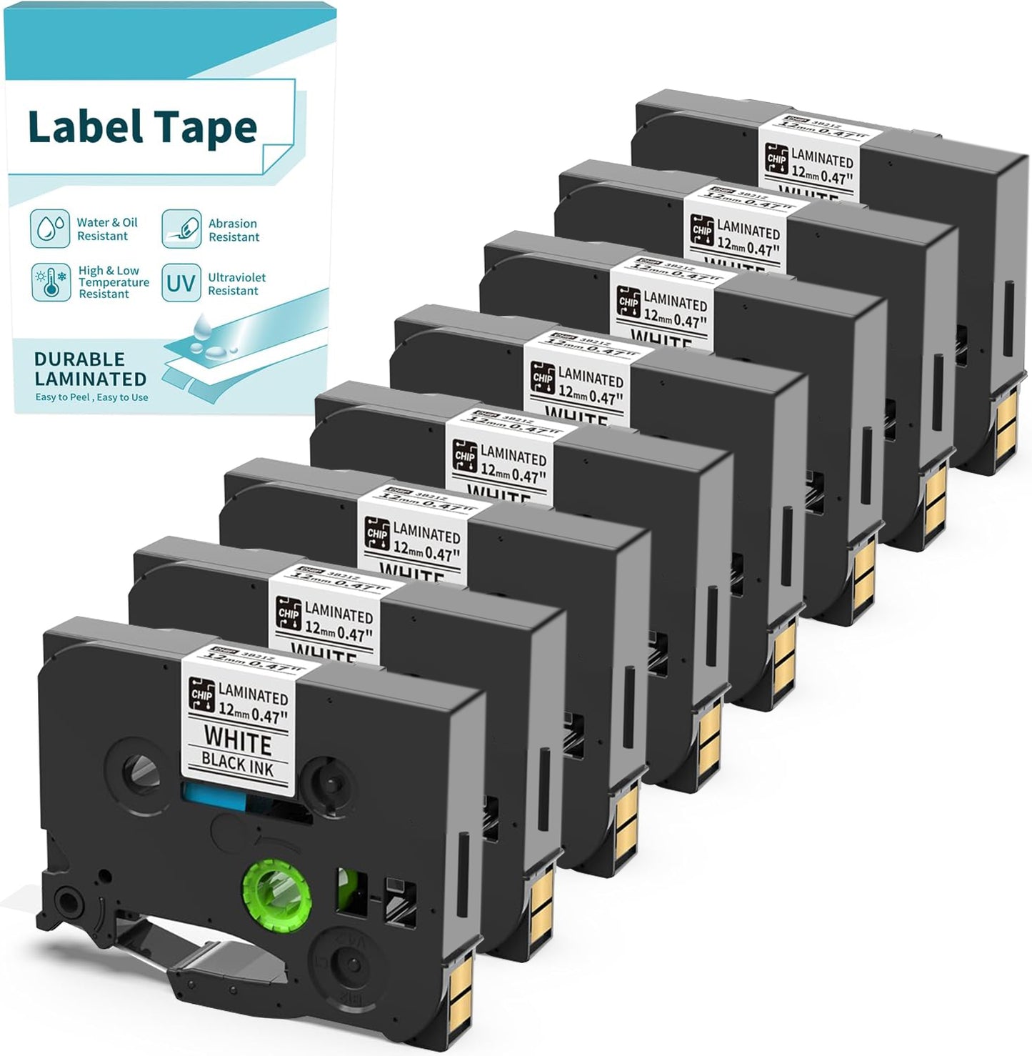 Vixic 8 Pack BZ Tape Laminated Compatible with Tze-231 12mm 0.47 Black Ink on White tape for D210S H1100 E1000 D480BT P780BT P3200 Replacement for Brother P Touch PT-D210 PT-H110 D220 D202 Label Maker