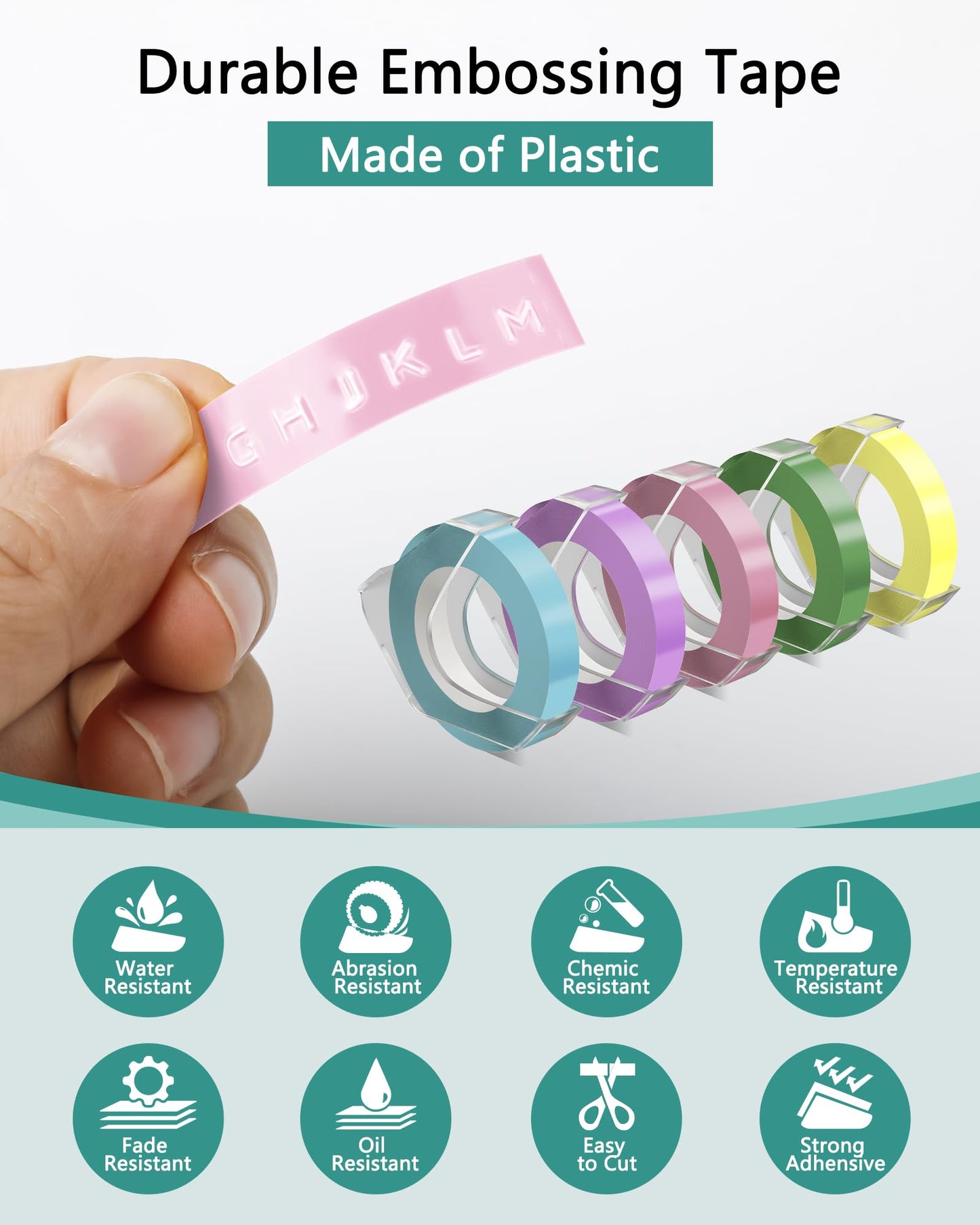 Embossed Label Maker Tape Compatible for Dymo Embossing Label Tape 3/8'' 9mm for Dymo Organizer Xpress Pro 12966 Office Mate II 1540,Label Refills Light Yellow/Macaron Blue/Green/Pink/Purple 10PK