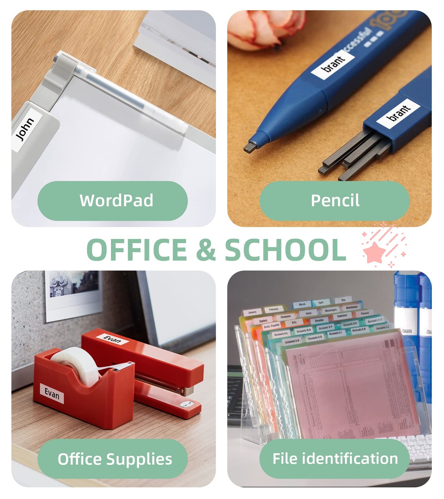 Vixic Label Maker, D1600 Bluetooth Handheld Portable Mini Label Printer (Multiple Fonts/Icons/Stickers) with 1/2 inch (12mm) x13 feet (4m) for Home Office Organization