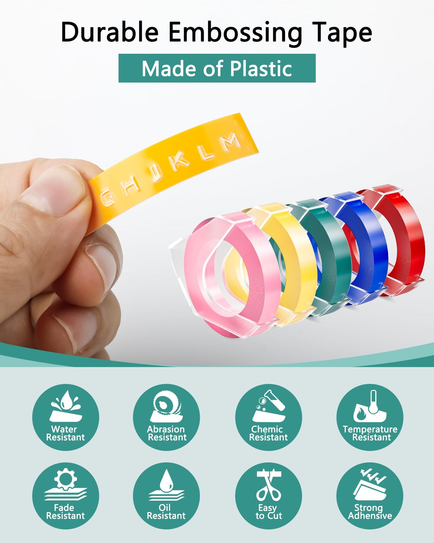 Vixic Replacement for Dymo Embossing Label Maker Tape 3/8 Inch 3D Plastic for Dymo Organizer Xpress Tape 1540 1550 1570 Office Mate II 12965 DYM12966 Embossed Labels, 10-Pack