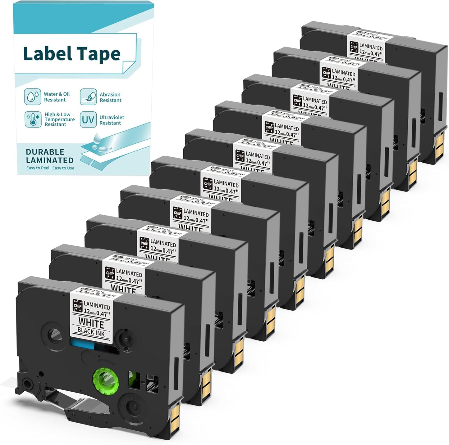 10-Pack 12mm 0.47 Laminated White BZ Tape for Vixic D210S H1100 E1000 D480BT P780BT P3200