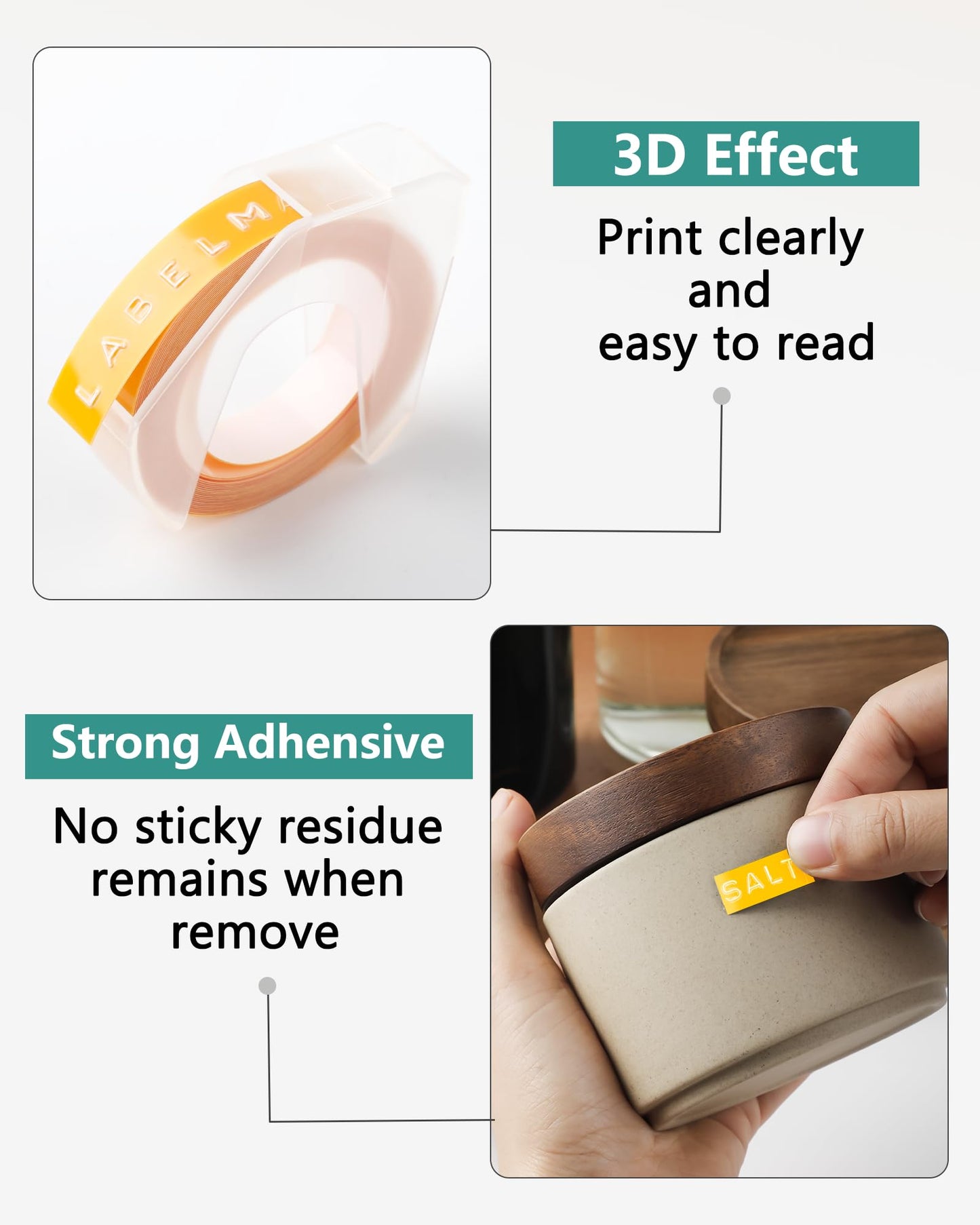 Vixic Replacement for Dymo Embossing Label Maker Tape 3/8 Inch 3D Plastic for Dymo Organizer Xpress Tape 1540 1550 1570 Office Mate II 12965 DYM12966 Embossed Labels, 10-Pack