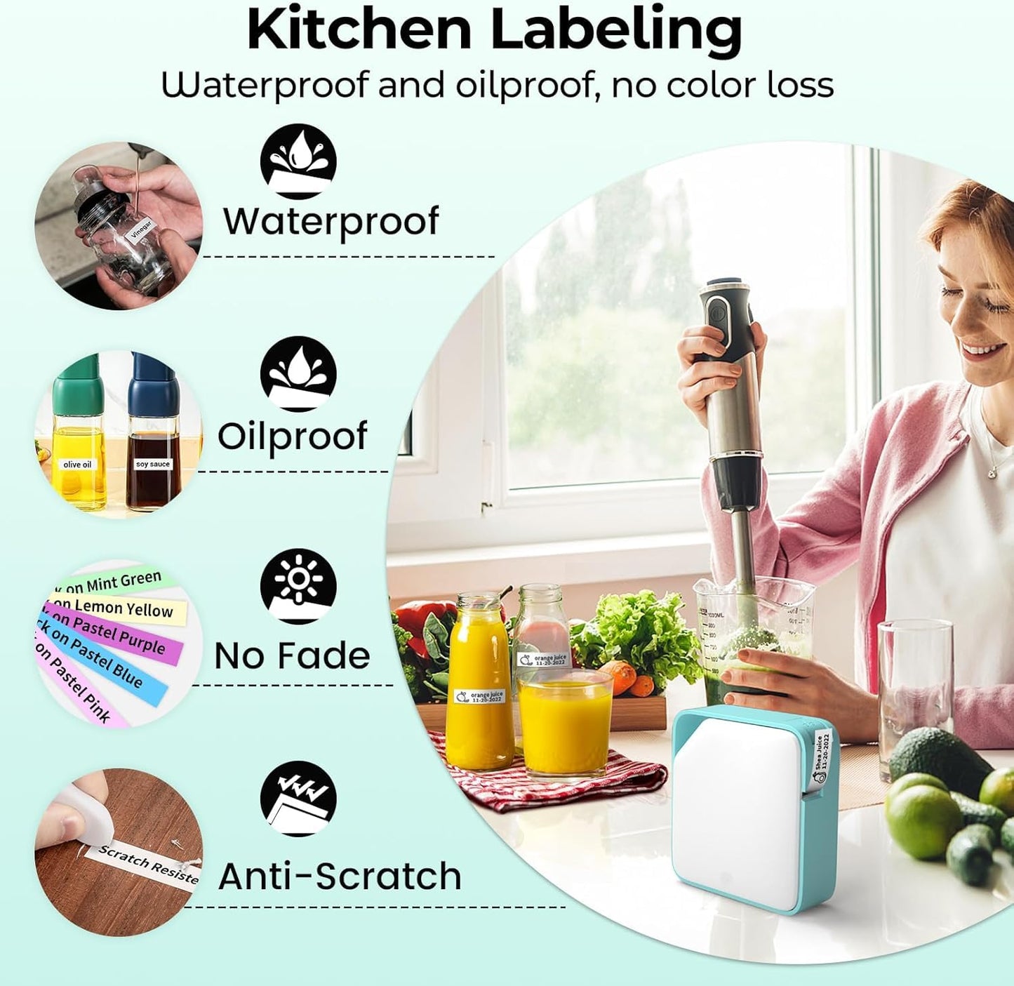 Vixic Label Maker, D1600 Label Maker Machine with-Tape, Recharge Handheld Label Maker Portable, Easy Bluetooth Labeler for School Home Office Organization, Multiple Template Icon Font Inkless