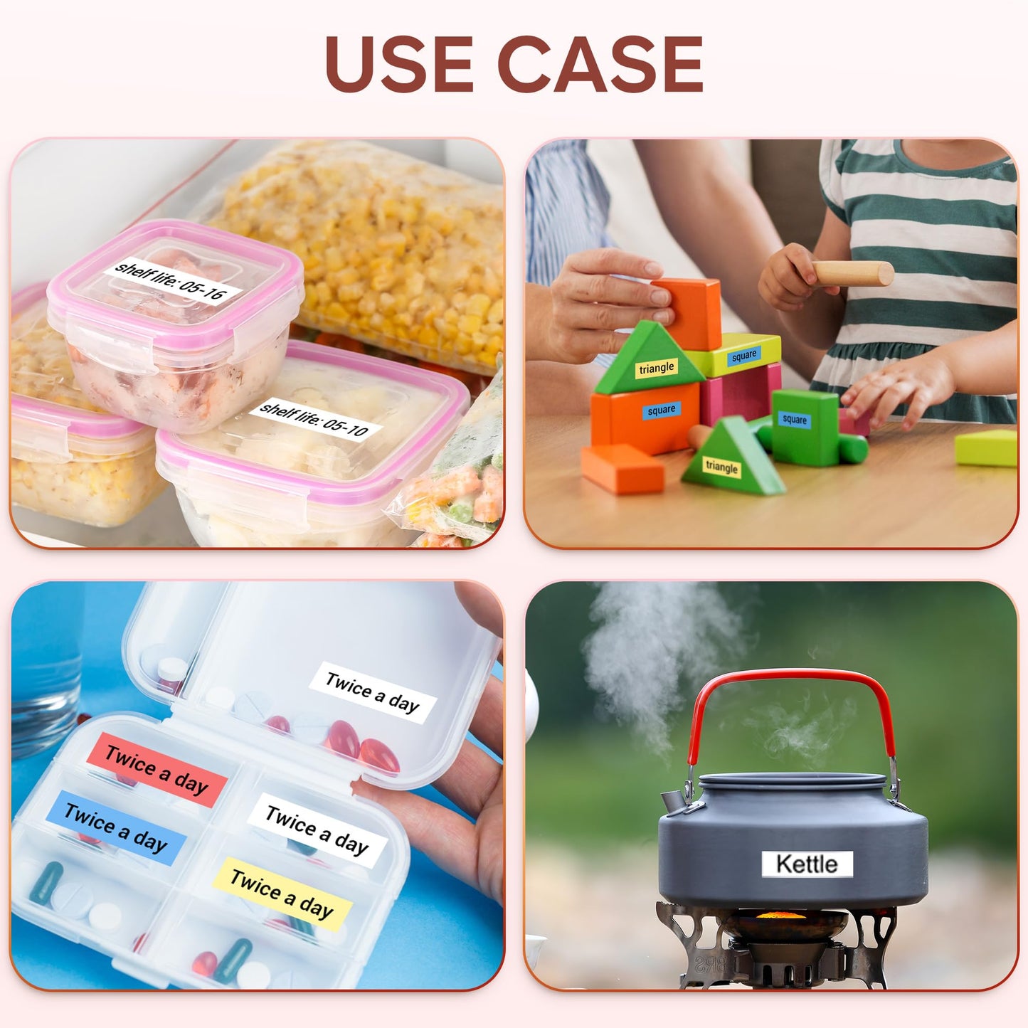 Vixic Pink Label Maker Machine with Tape-M960 Portable Mini Smartphone Label Makers, Rechargeable Bluetooth Handheld Label Printer Multiple Templates Icon Font for Home School Kids Office Organization