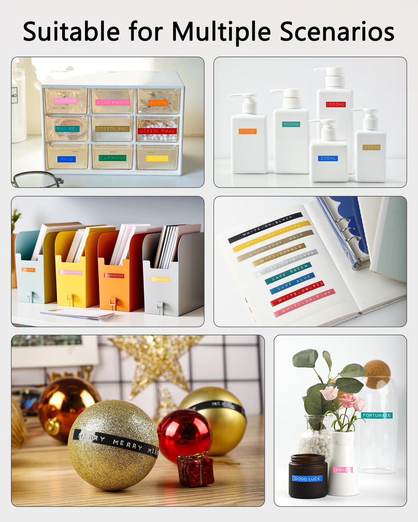 Embossing Label Tape Compatible for DYMO Embossing Tape 3D Plastic Label Tapes 9mm, Work with DYMO Label Makers LabelManager 1610, Organizer Xpress Pro12966 Office Mate II 1540, 10-Pack