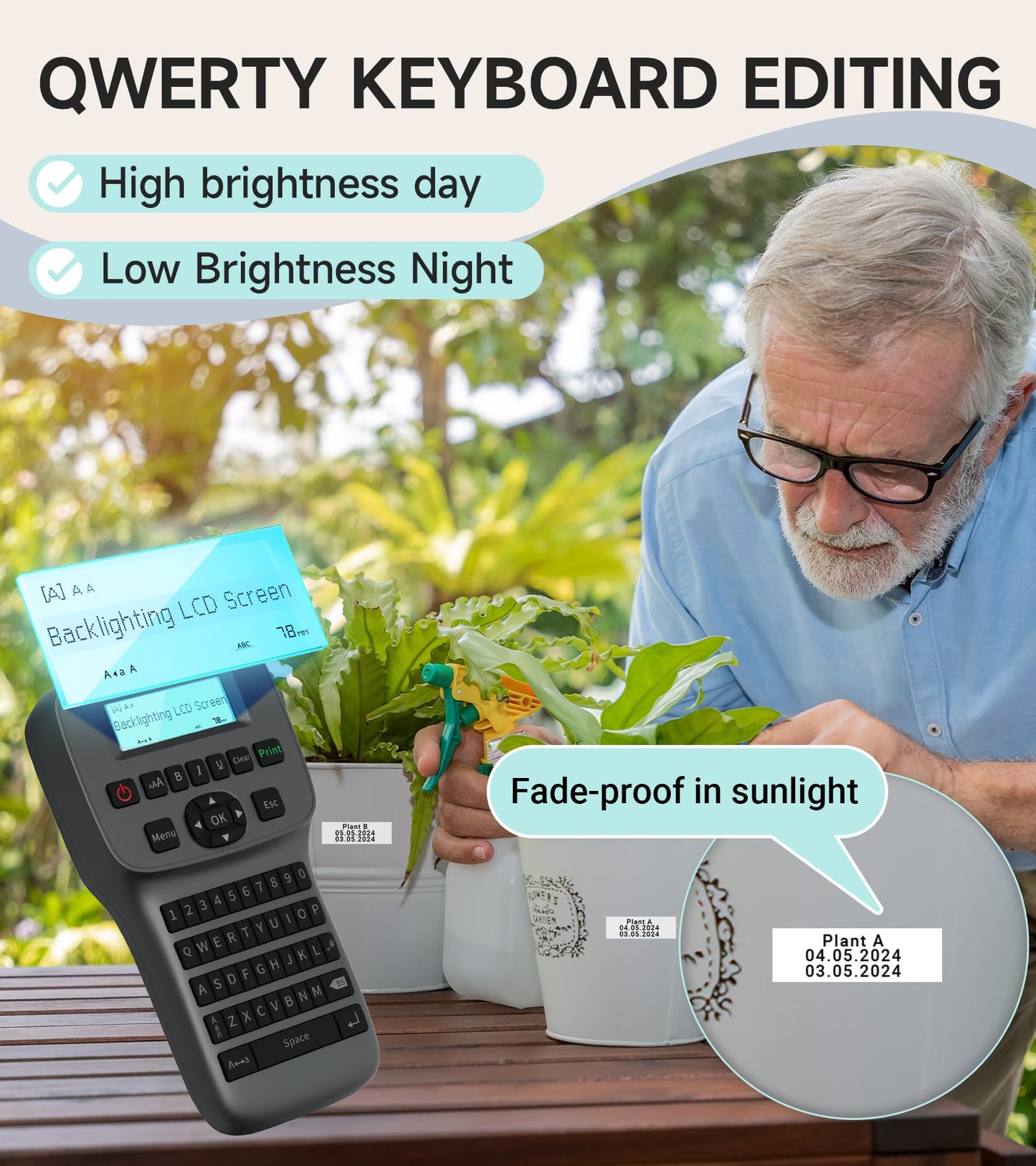 Portable Label Maker Machine with DZ Tape, Backlighting LCD Screen LM1600 Handheld Labeler, QWERTY Keyboard Label Printer, Easy-to-Use, Bluetooth Labeling Machine for Home & Office Organization
