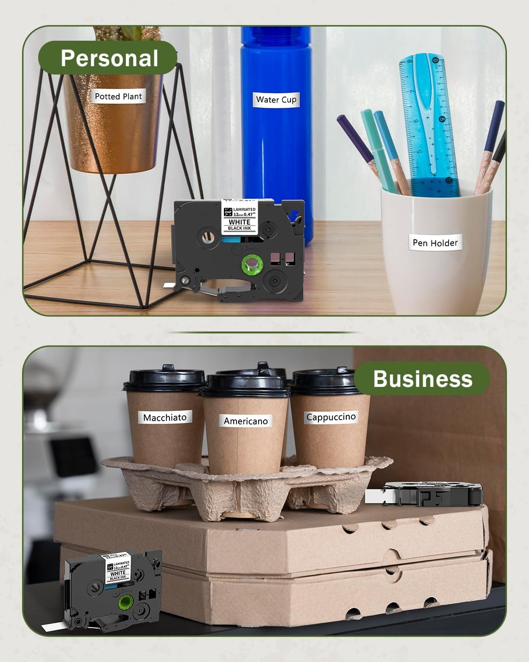 Vixic Tz-231 Tze-231 Compatible for Brother P Touch Tz Tze Tz231 Tze231 Tape 12mm 0.47 Inch Laminated Black on White Label Maker Tape for PT-D210 H110 D220 D410 D600 Label Makers, 3-Pack