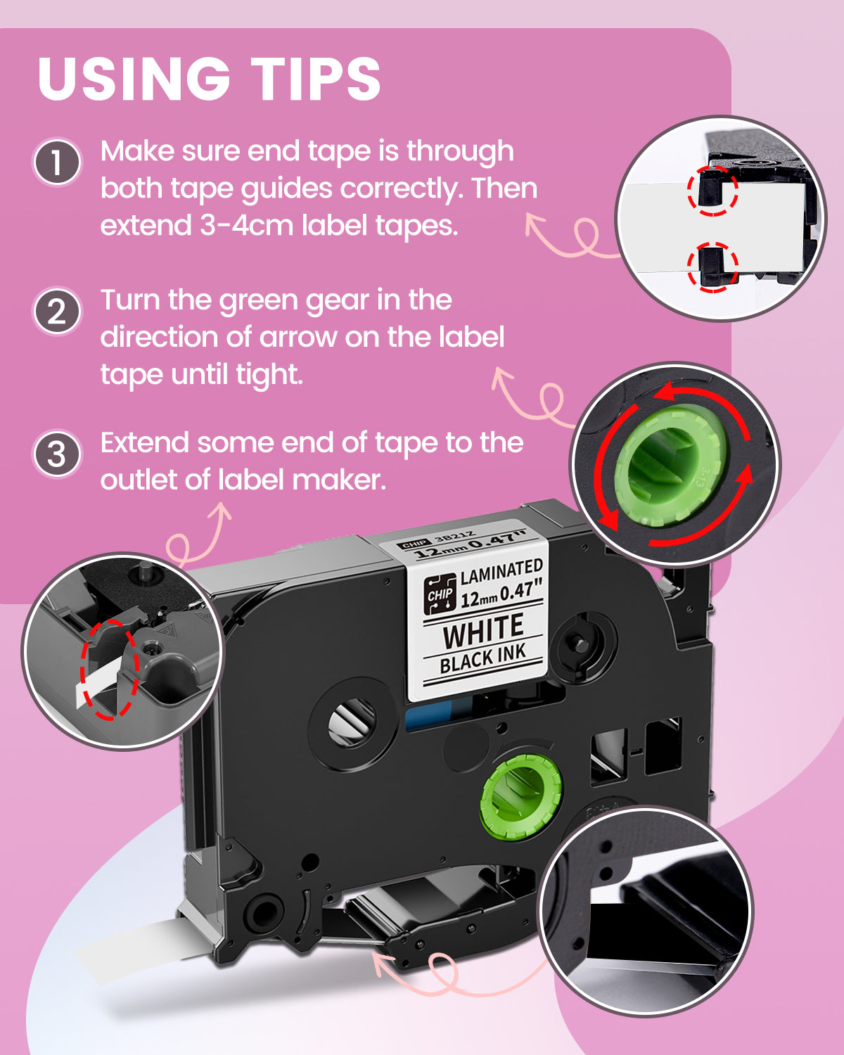 Label Maker Tape BZ Tapes Color for D210S H1100 D480BT P780BT E1000 P3200 Label Makers Compatible with Brother TZe TZ Tape 12mm 0.47 Laminated for P Touch PT-D210 PT-H110 PT-D220 PTD610BT,6-Pack