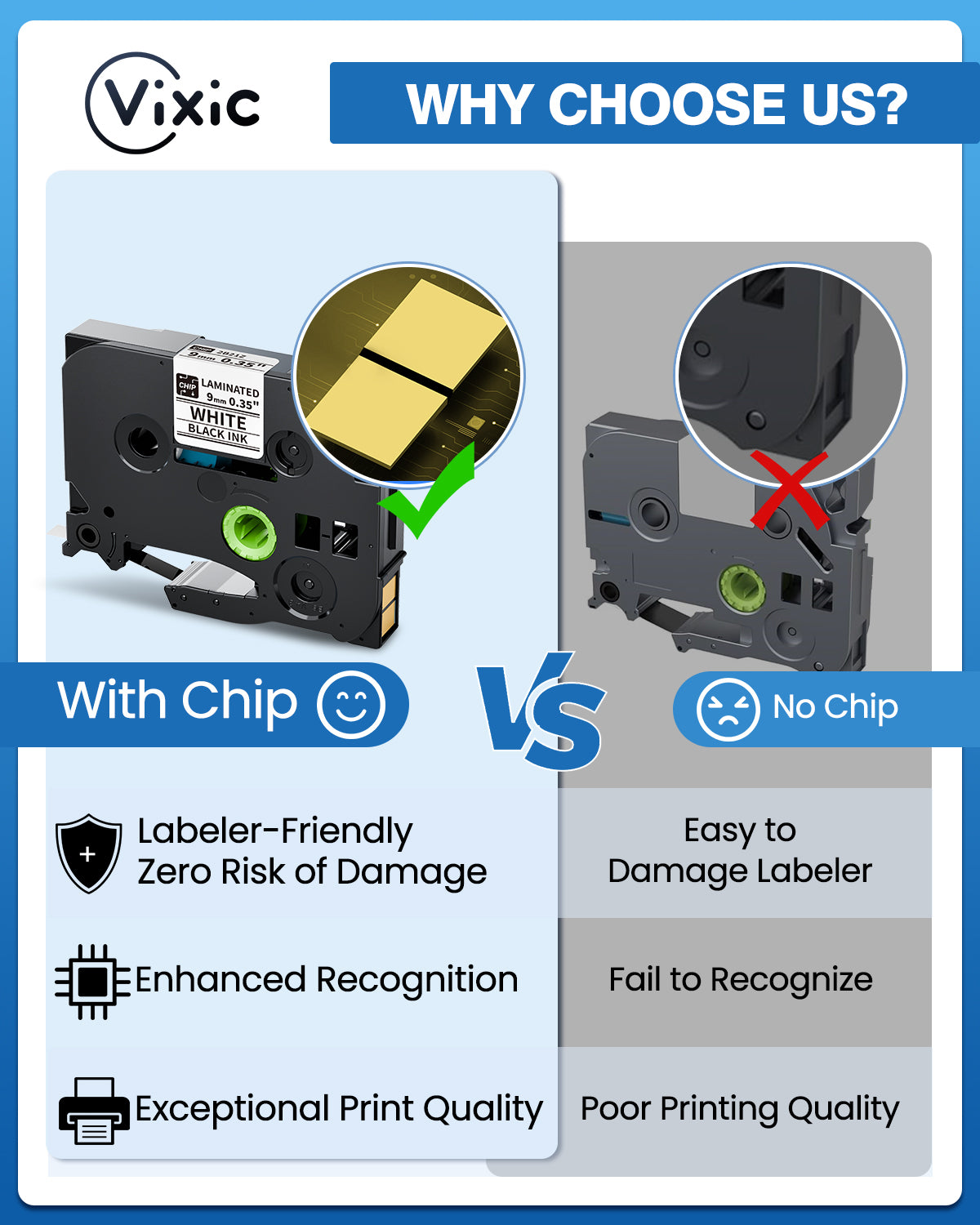 TZ Tape 9mm 0.35 Laminated White Compatible with Brother TZe Tape TZe-221 BZ Tape 2B21Z for Vixic D210S H1100 E1000 D480BT P780BT P3200 & P Touch PT-D210 PT-D220 PT-H110 PT-1890 D600 D410 Label Maker