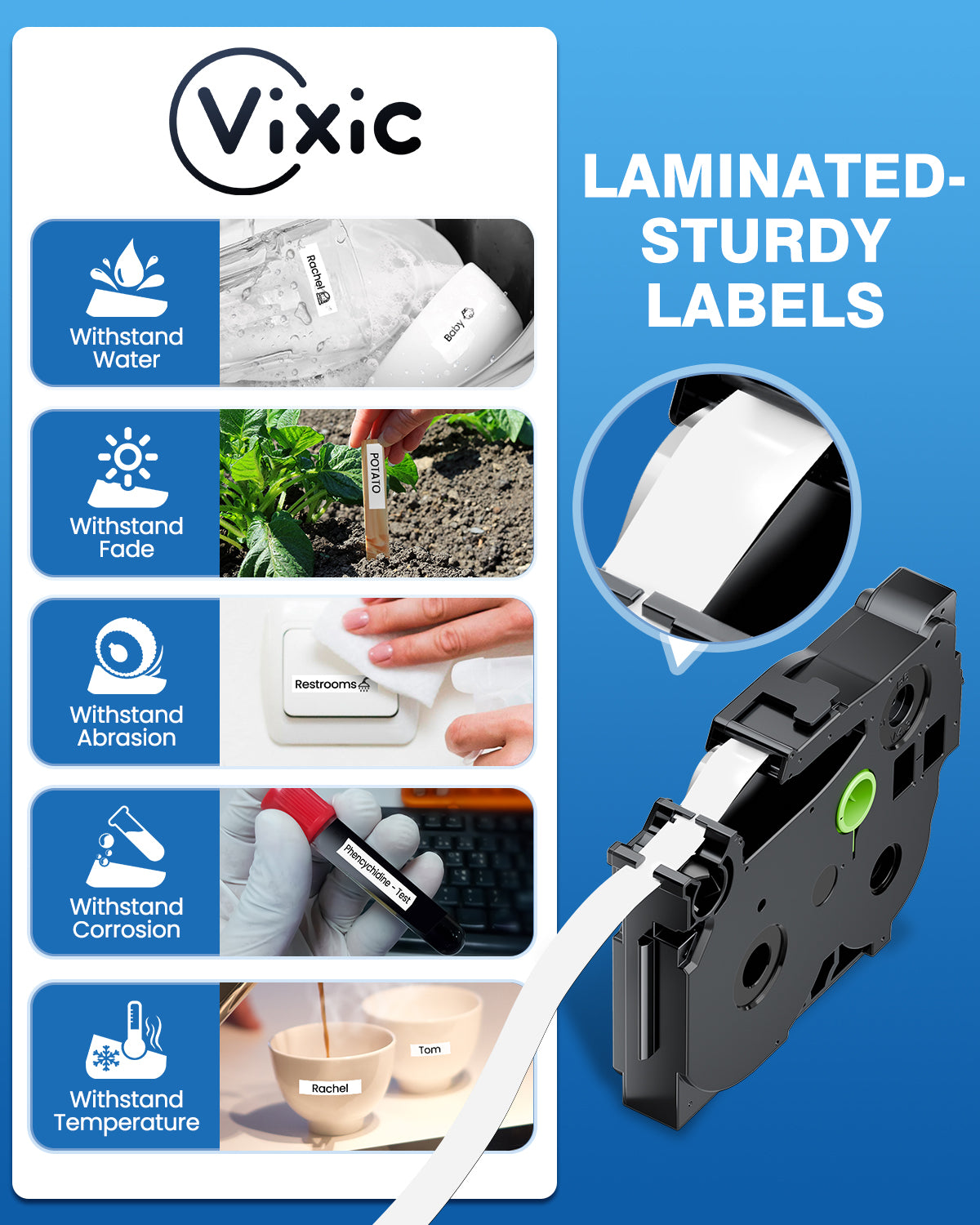 TZ Tape 9mm 0.35 Laminated White Compatible with Brother TZe Tape TZe-221 BZ Tape 2B21Z for Vixic D210S H1100 E1000 D480BT P780BT P3200 & P Touch PT-D210 PT-D220 PT-H110 PT-1890 D600 D410 Label Maker