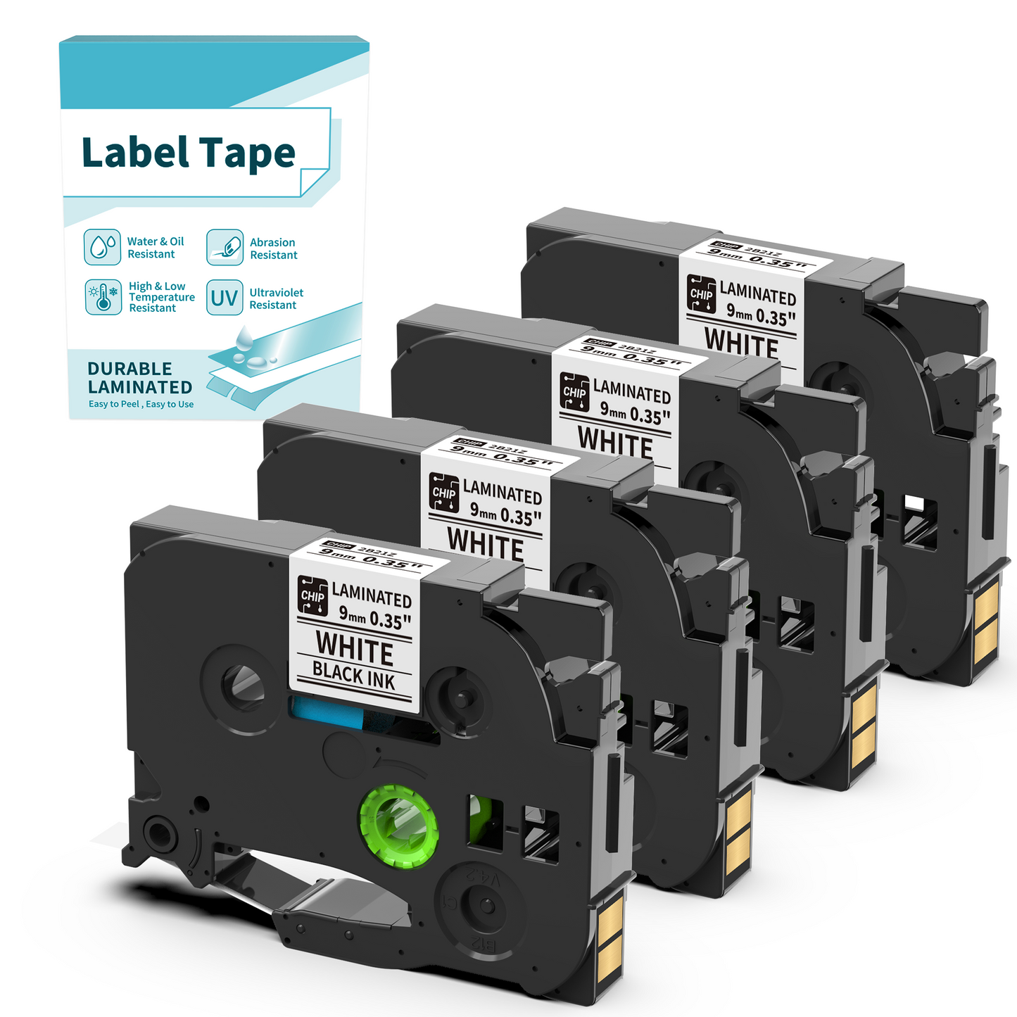 TZ Tape 9mm 0.35 Laminated White Compatible with Brother TZe Tape TZe-221 BZ Tape 2B21Z for Vixic D210S H1100 E1000 D480BT P780BT P3200 & P Touch PT-D210 PT-D220 PT-H110 PT-1890 D600 D410 Label Maker