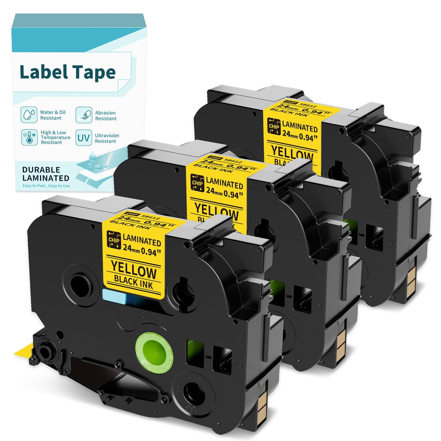 Vixic TZe-651 24mm Yellow BZ Tape 5B61Z 0.94 Laminated 1 Inch for Vixic P780BT & Ptouch PT-D600 PT-D610BT PT-P710BT PT1880 Label Maker