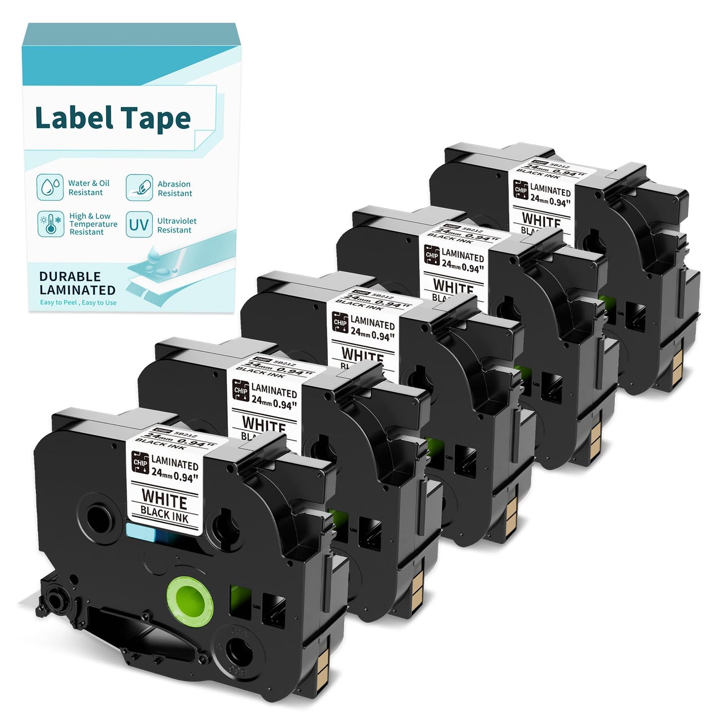 Compatible with TZe-251 Tze251 BZ Tape 24mm P Touch Label Maker Tape 24mm 0.94" Laminated White 5B21Z for Vixic P780BT & Ptouch PT-D610BT PT-D600 PT-P710BT Cube Plus PT-P700 PTP750W PT2730