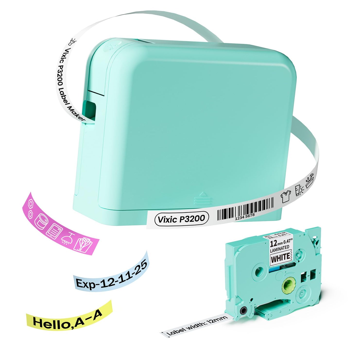 Vixic P3200D Bluetooth Label Maker with Tape - Portable Handheld Label Printer with Multiple Editing Modes for Home School Office