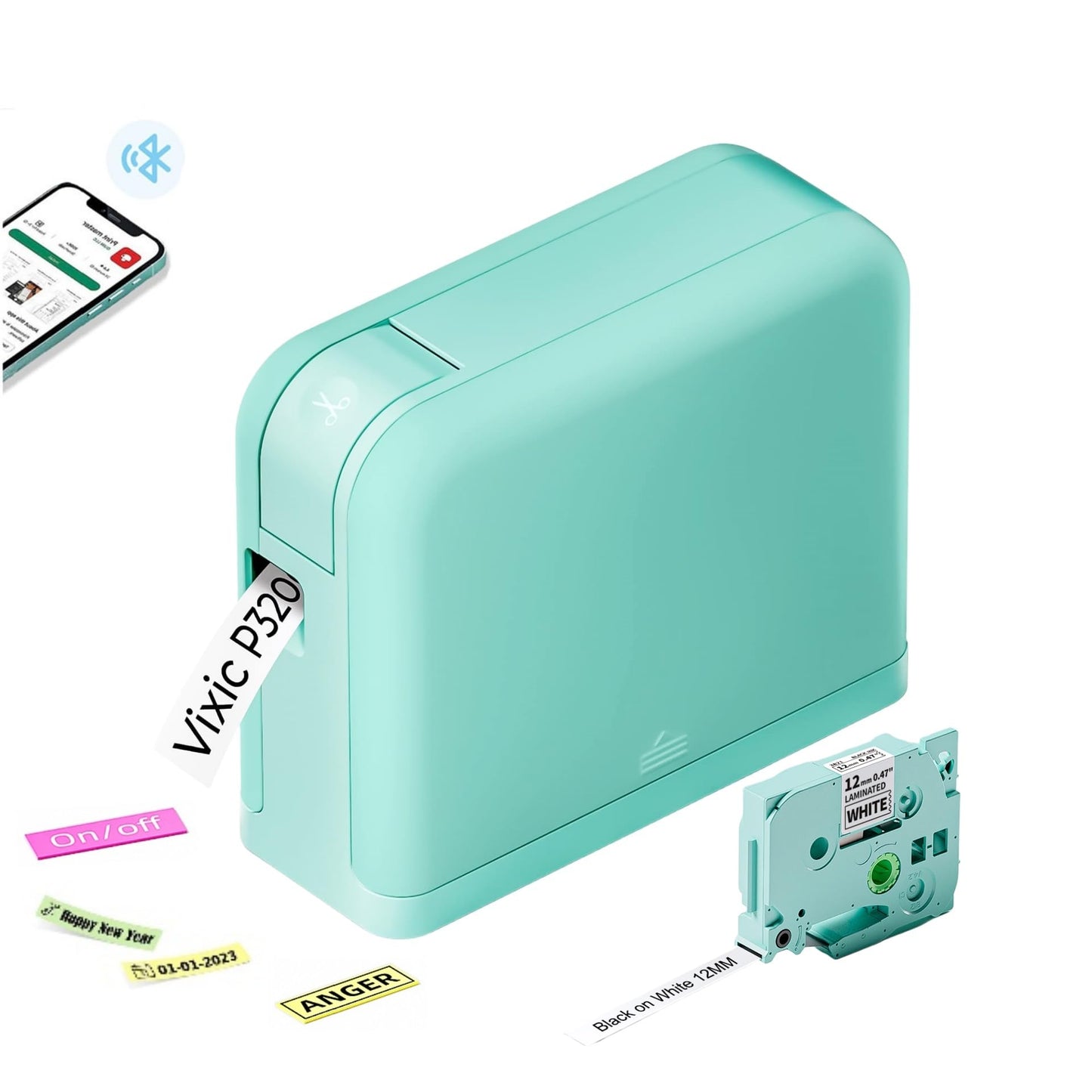 Vixic P3200D Bluetooth Label Maker with Tape - Portable Handheld Label Printer with Multiple Editing Modes for Home School Office