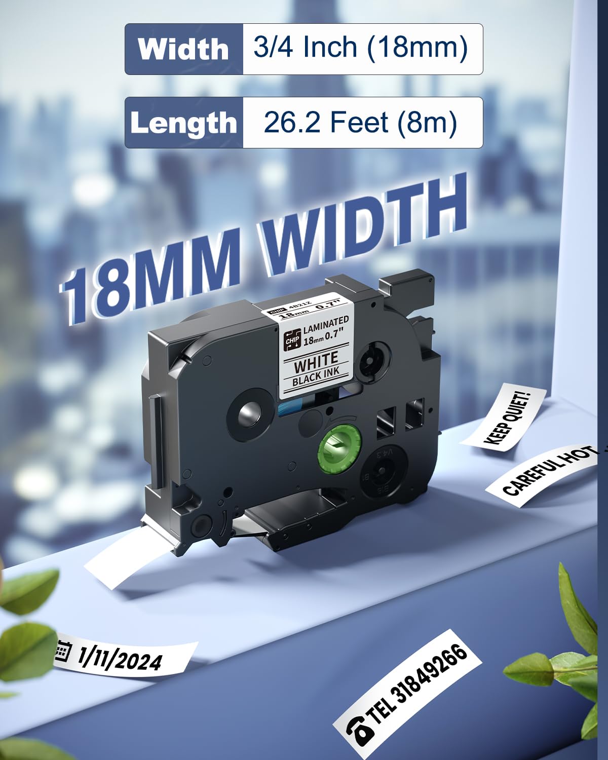 TZe-241 TZe241 Label Tape Compatible with Brother TZe Tape 18mm 0.7" TZ-241 Laminated White 3/4 Inch, Tz Tape 18mm BZ Tape 4B21Z Work for P780BT D480BT P Touch Label Maker PT-D400 PT-D600 PT-1750 2030