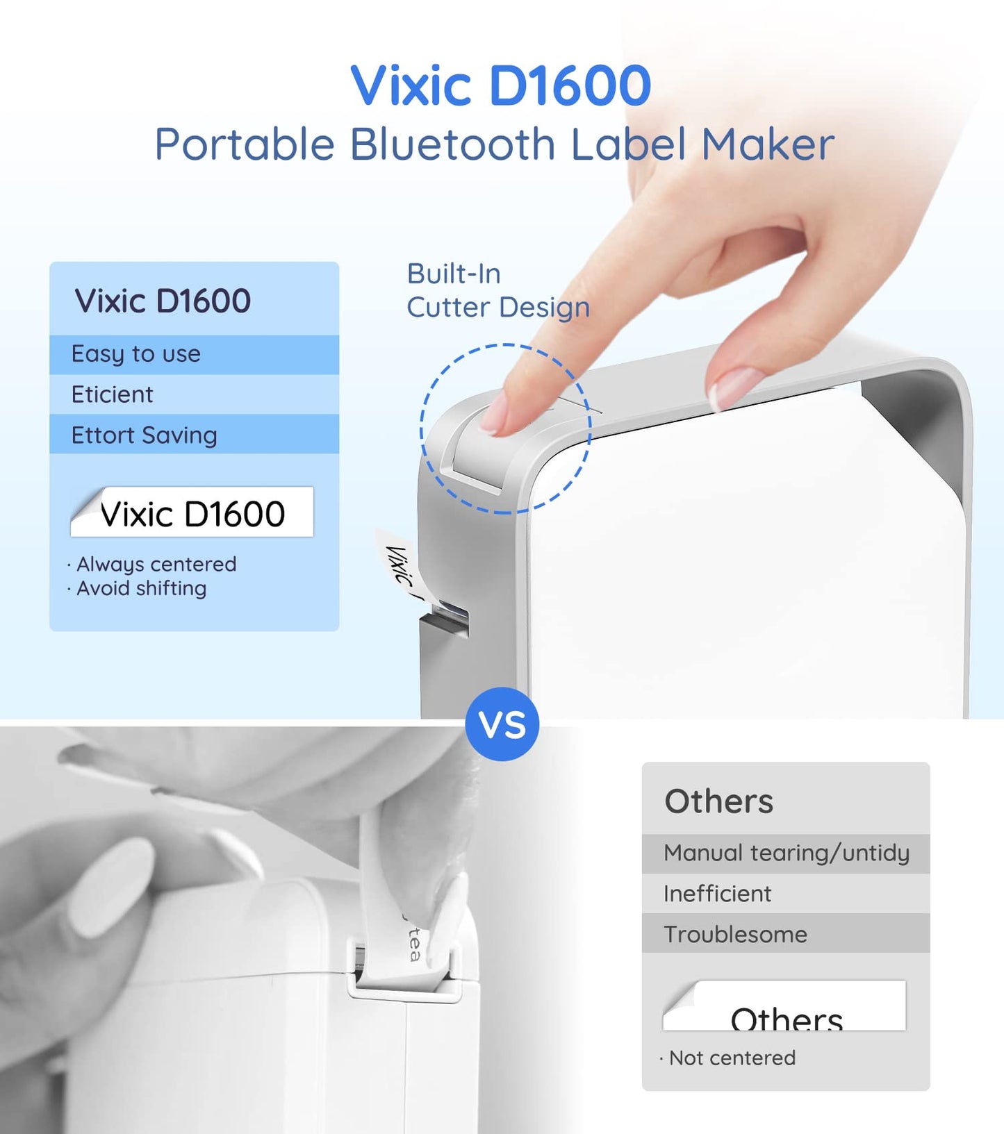 Vixic D1600 Bluetooth Label Maker Machine with 4 Tapes, Gray