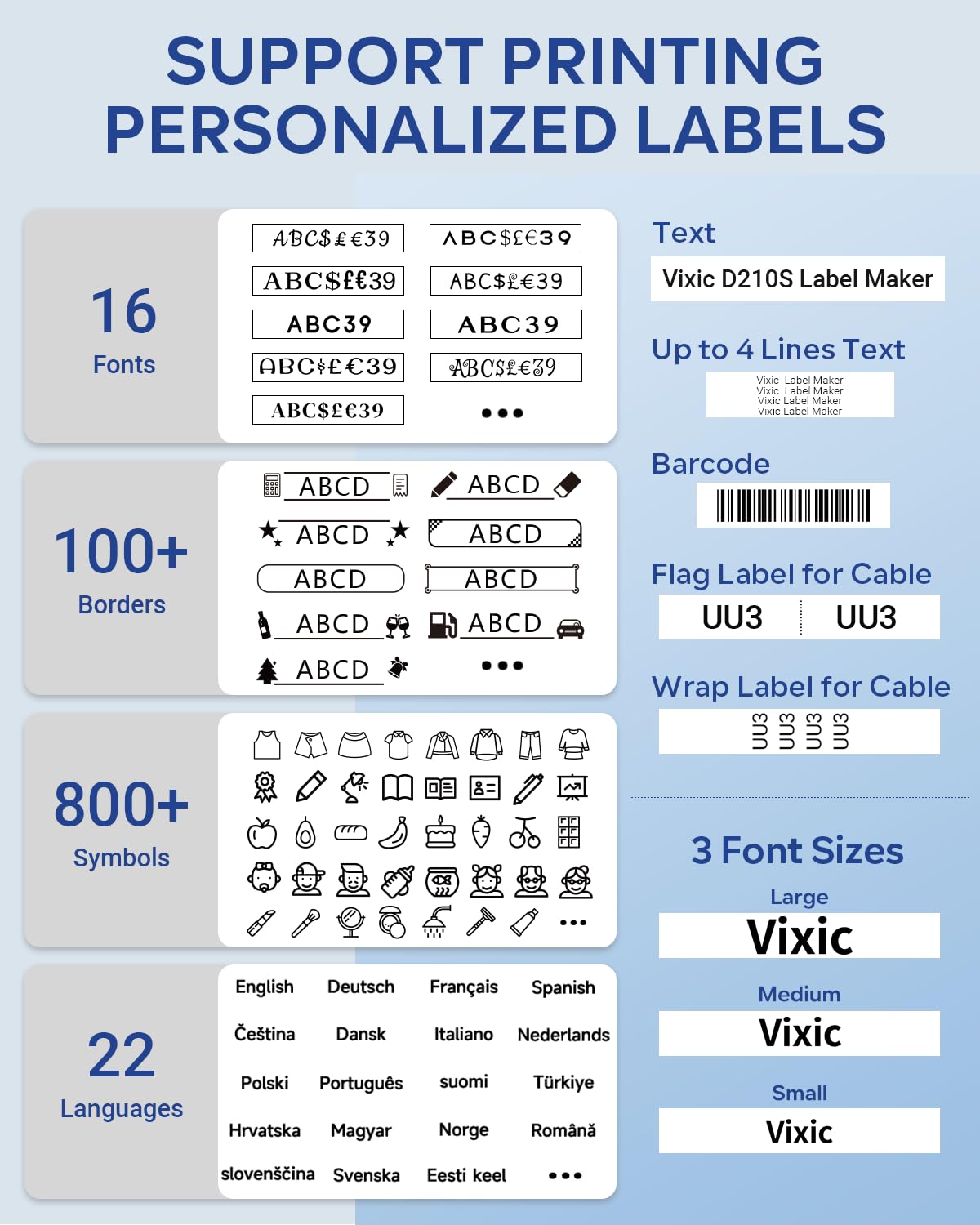 Vixic Label Makers-2025 D210S Portable Label Maker Machine with Different Fonts, Type-C for Power Labeling, QWERTY Keyboard Labeler, 600+Symbols, Easy Label Printer for Home Office School Kids, Green