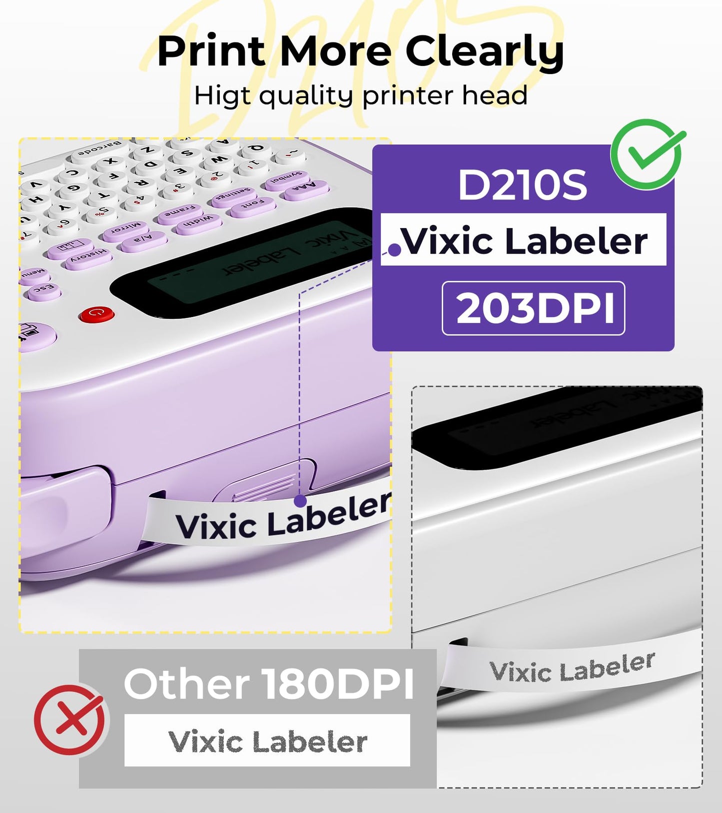 Vixic Label makers - Vixic D210S Label Maker Machine - USB C for Power, Difference Fonts Style,100+ Boarder,600+Symbols,12mm Sticker Maker Easy to Use for Labelling Bottle,Jar,Plan,Kids Storage, Purple