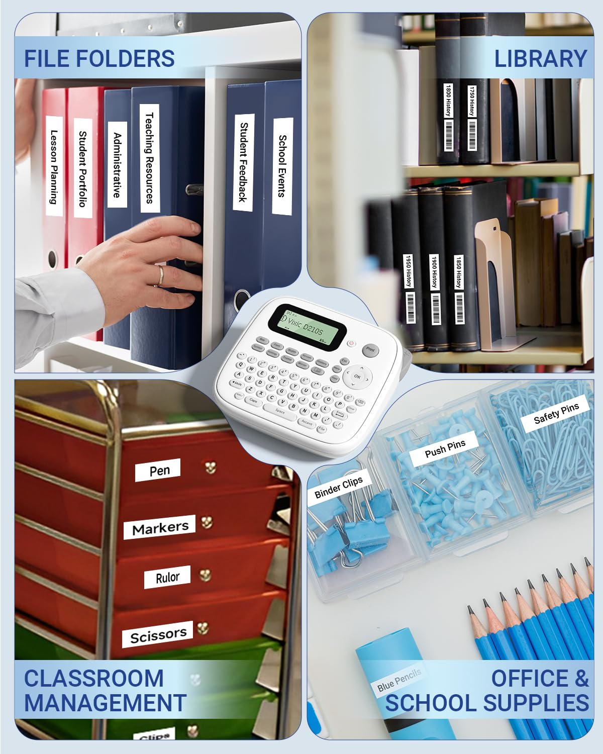 Vixic Label Makers-2025 D210S Portable Label Maker Machine with Different Fonts, Type-C for Power Labeling, QWERTY Keyboard Labeler, 600+Symbols, Easy Label Printer for Home Office School Kids, Green