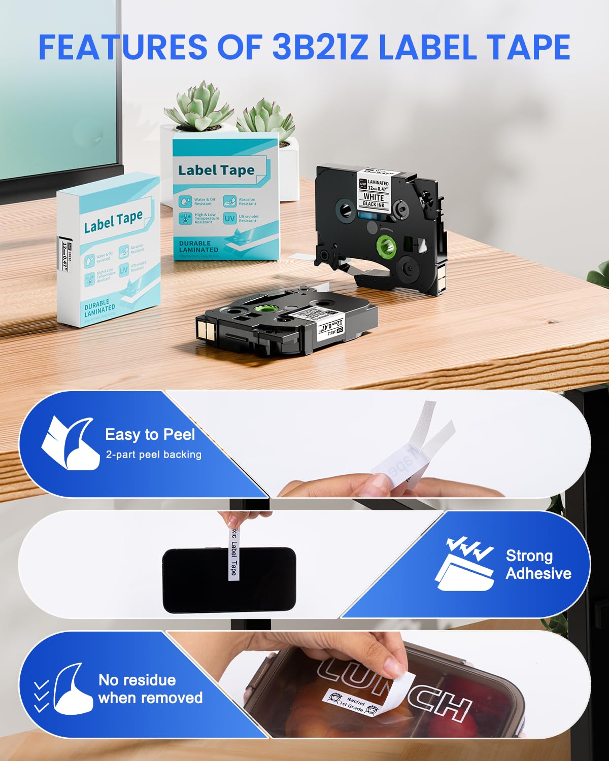 Vixic D210S H1100 E1000 P780BT P3200 D480BT BZ Tape Standard Laminated 12mm 0.47 Inch Black on White Label Maker Tape Compatible with Brother P Touch TZe-231 for PTH110 PT-D210 PT-D610BT PT-D400AD