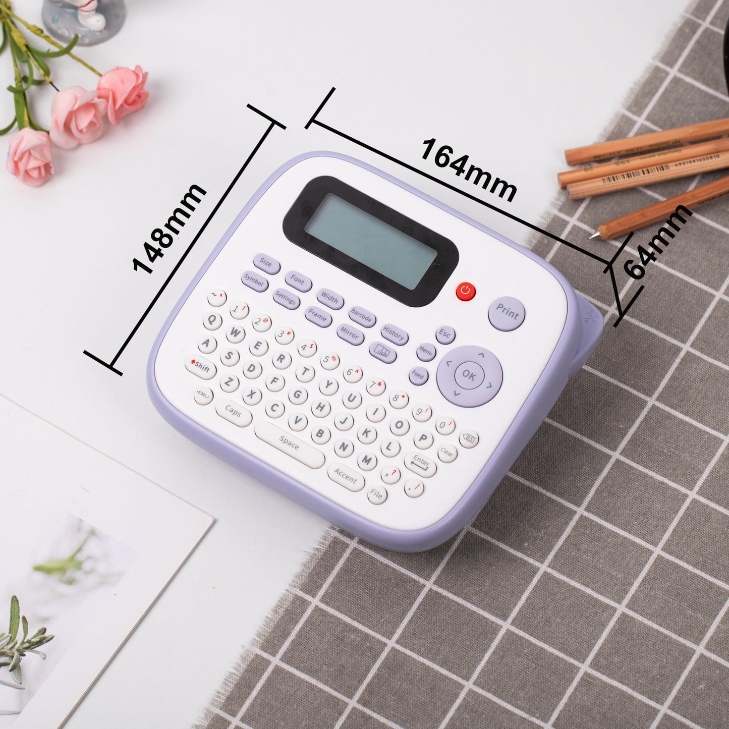 Vixic Label Maker Machine with 4 Tapes Portable Label Makers D210S,Type-C for Power,Easy-to-Use,QWERTY Keyboard,One Touch Keys,Personal Label Maker for Home,Gardens,School,Office Organizing Purple