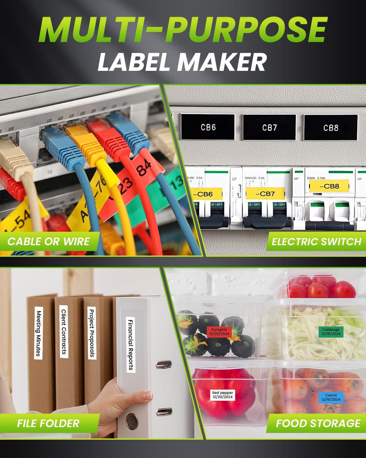 Vixic Label Maker Machine, H1100 Label Maker with Backlit LCD Screen, Portable Label Maker Waterproof-Labels Handheld Label Maker with Keyboard, Industrial Label Maker Labeler for Cable Wire Network