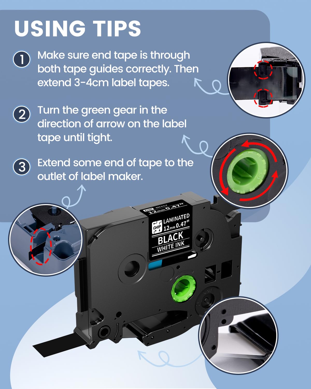 Vixic D210S H1100 D480BT P780BT E1000 P3200 BZ Tape 3B35Z White on Black Tape 12mm 0.47 Inch Laminated Label Maker Tape TZe-335 Compatible with Brother PT-D210 H110 D220 D410 D600 1280 1290 Labeler