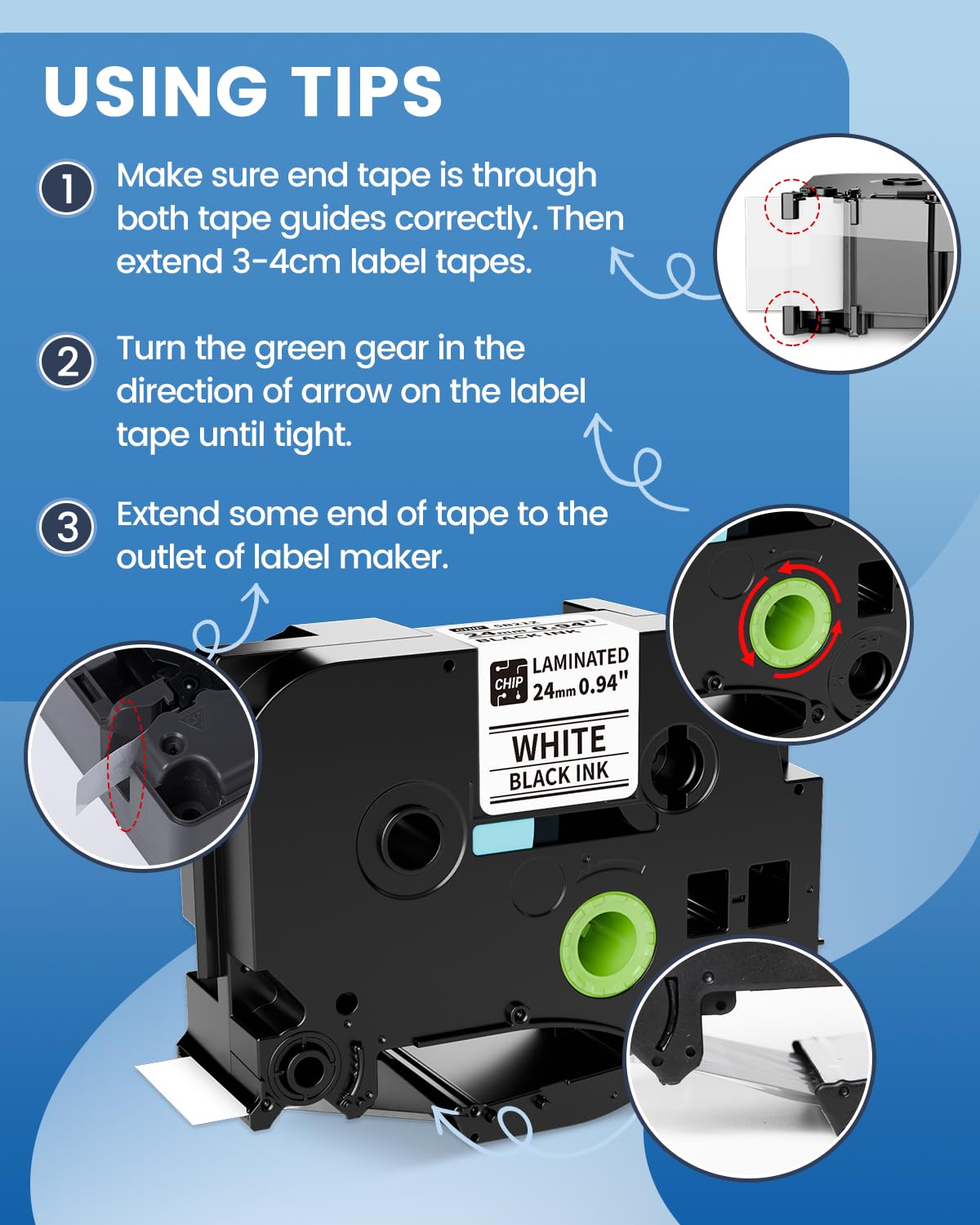 Vixic 24mm Label Tape BZ Tape for P780BT Labeler Compatible with Brother P Touch TZe TZ Label Tape 24mm 0.94 Laminated Colored TZe-251 for PT-D600 PT-D610BT PT-P710BT Label Maker, 1 Inch, 6 Pack