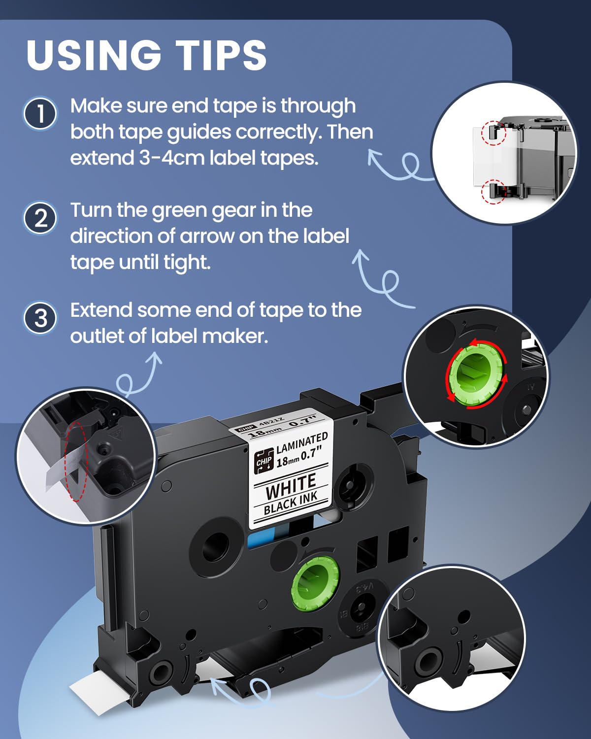 TZe-241 TZe241 Label Tape Compatible with Brother TZe Tape 18mm 0.7" TZ-241 Laminated White 3/4 Inch, Tz Tape 18mm BZ Tape 4B21Z Work for P780BT D480BT P Touch Label Maker PT-D400 PT-D600 PT-1750 2030