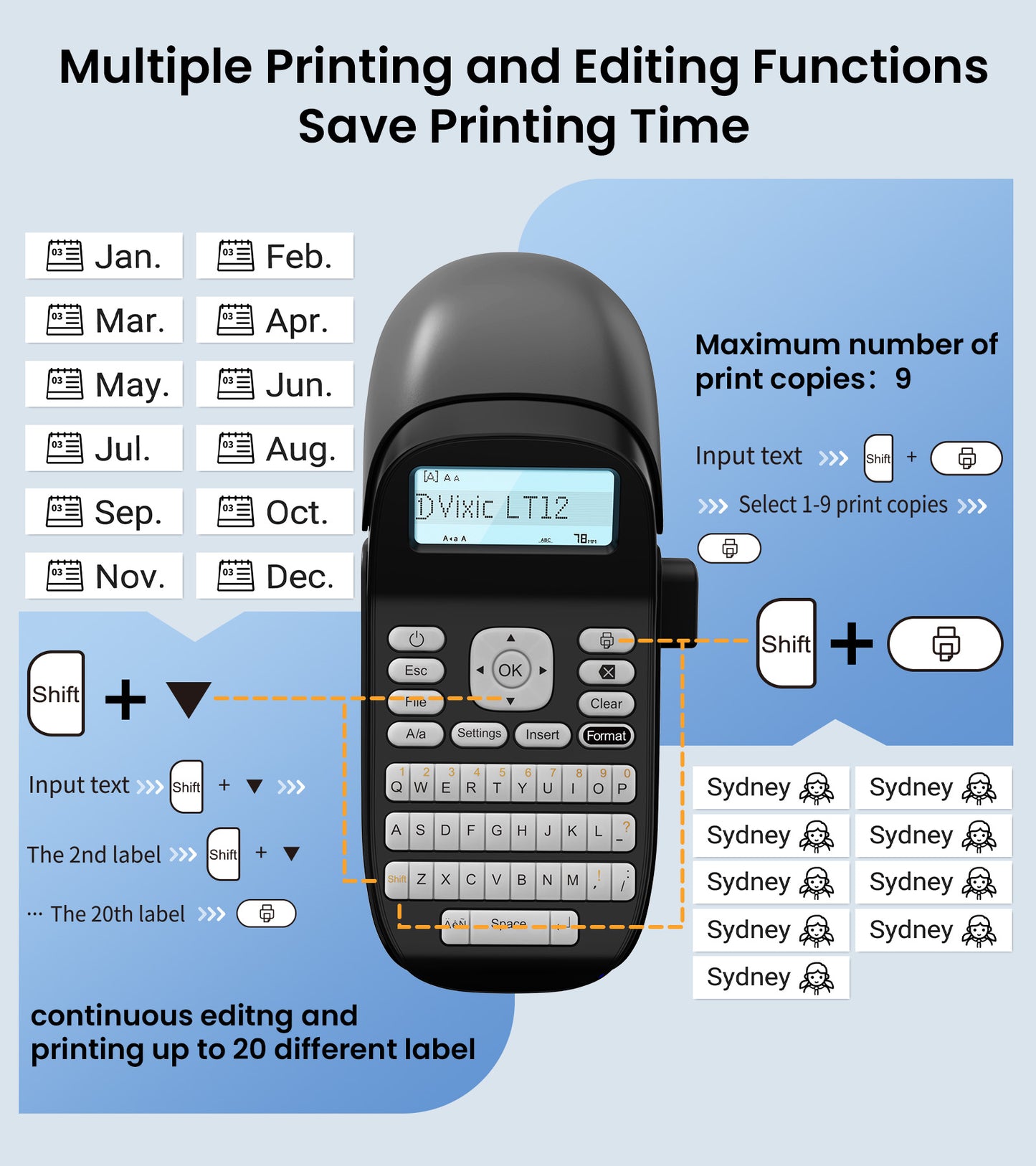 Vixic Label Maker Machine with-Tape Waterproof LT12, Backlit Screen Label Makers with Keyboard, Portable Handheld Labeler Machine with Durable Battery, Versatile App with 1600+ icon,160+fonts, Inkless