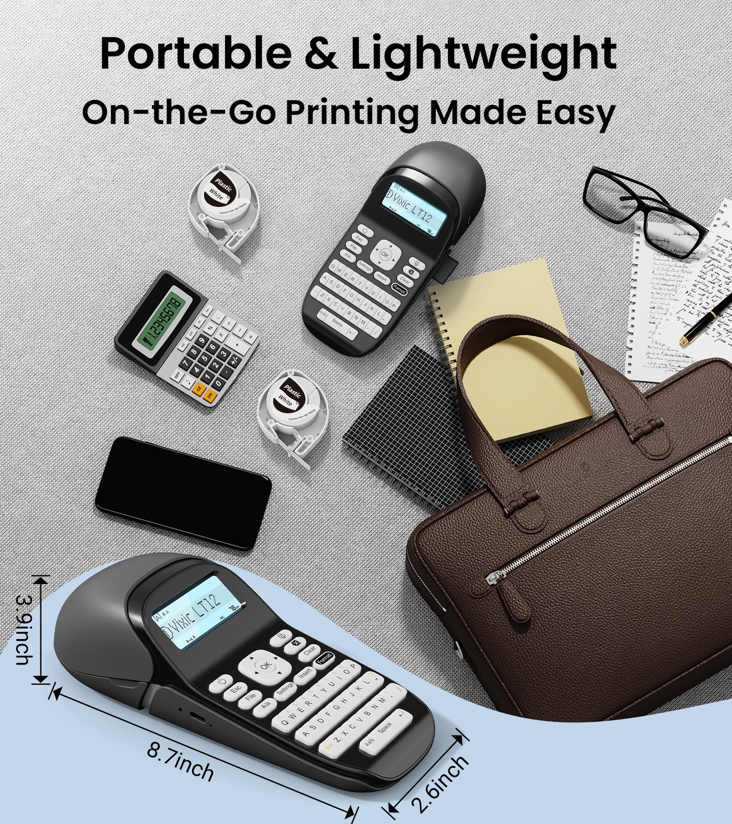 Label Maker, LT12 Label Maker with-Tape Waterproof, Easy-to-Read Backlit Screen Handheld Labeler with QWERTY Keyboard,1600 icon,163 Fonts, 287 Borders, Inkless, Ultra Long Lasting Battery