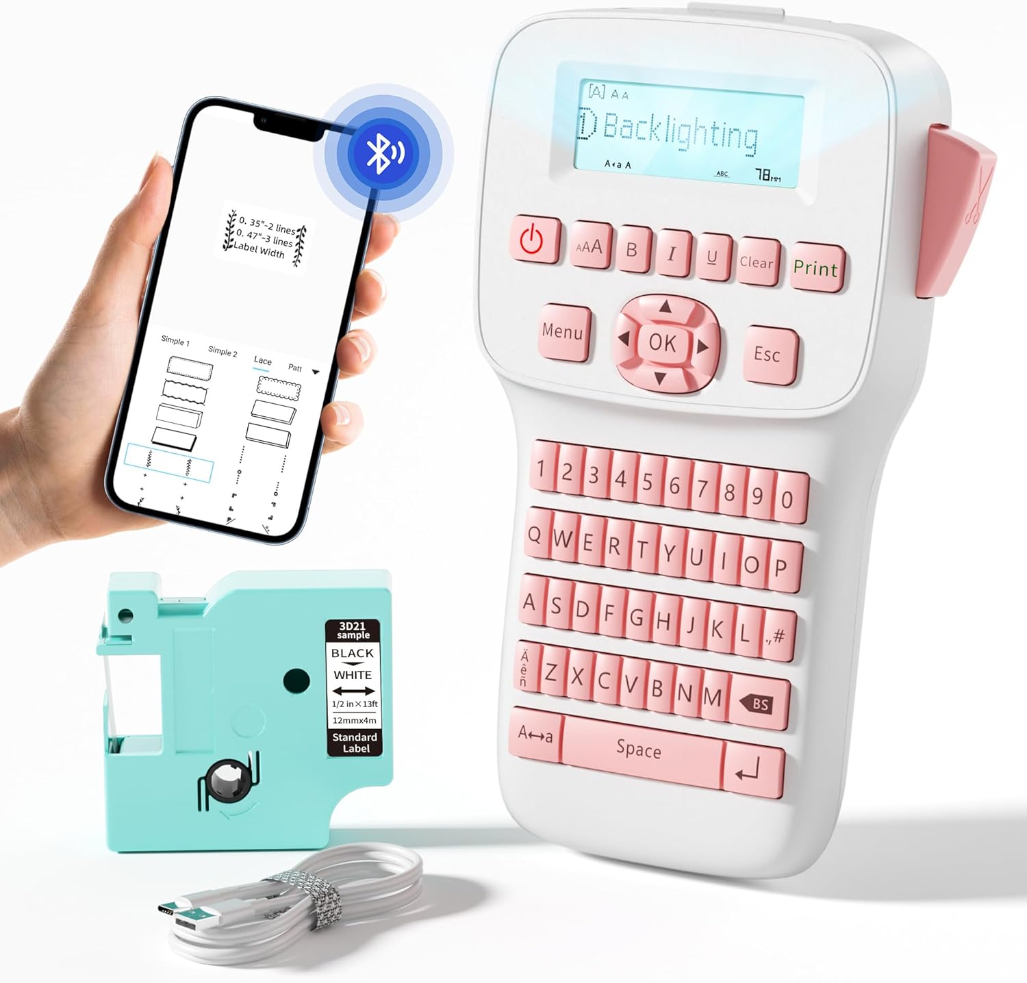 Vixic Label Maker, Portable Label Maker Machine with Tapes - LM1600, B