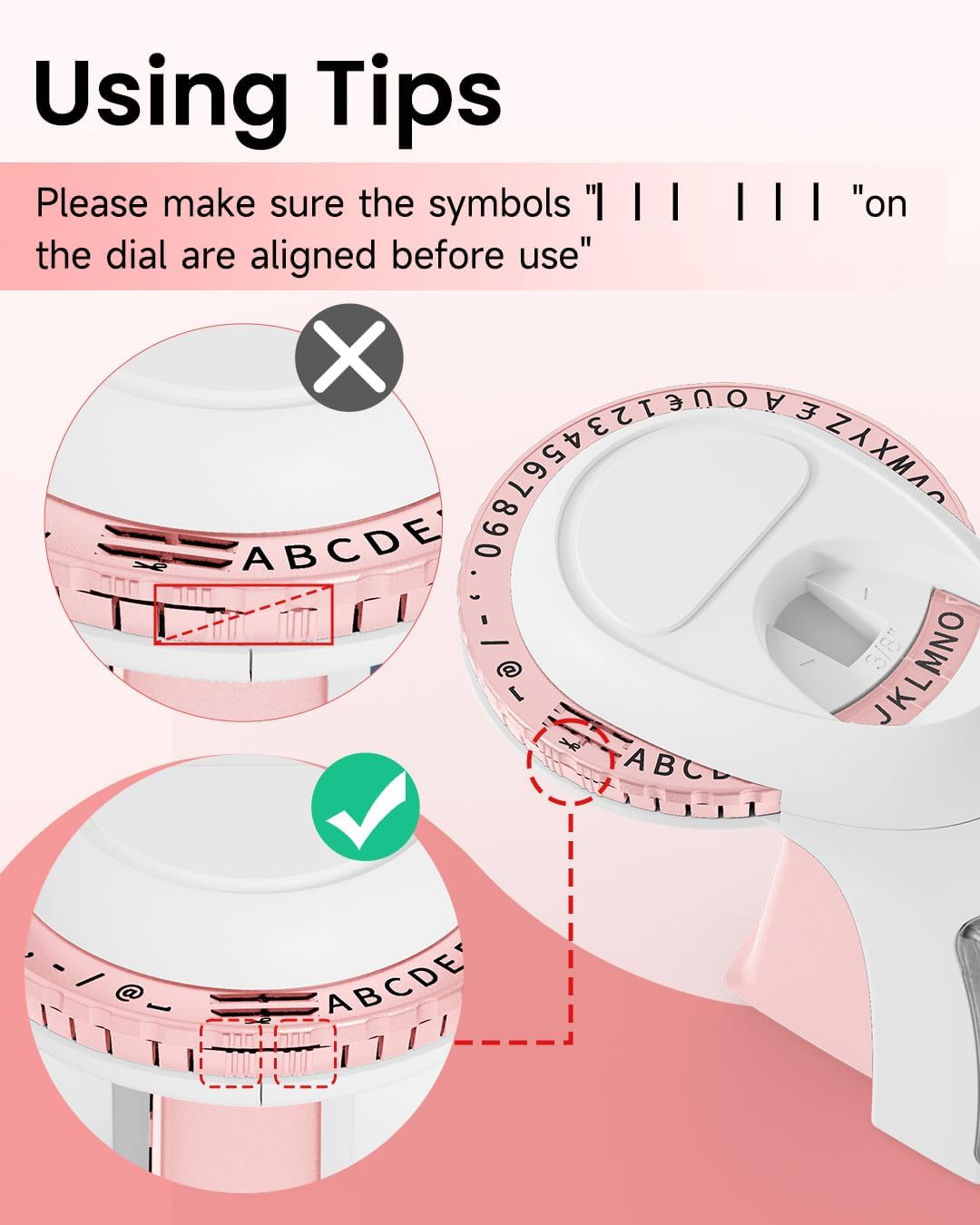 Embossing Label Maker Machine with 5 Label Maker Tape 3/8"(9mm) Pink