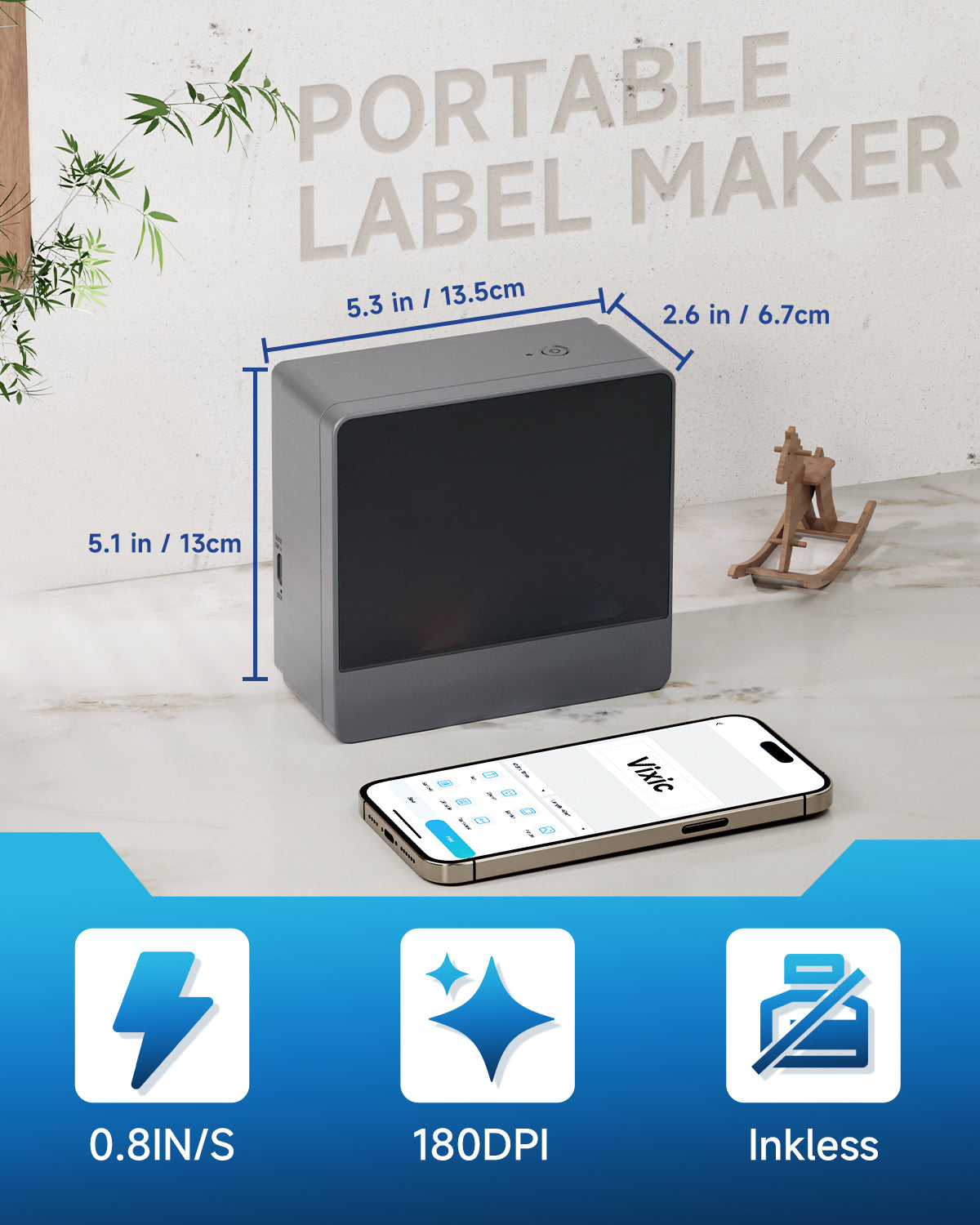 Label Maker Machine, P780BT Bluetooth Label Printer, Connect PC & Phone, Rechargeable, Portable, Auto Cutting, Up to 24mm BZ Labels Grey