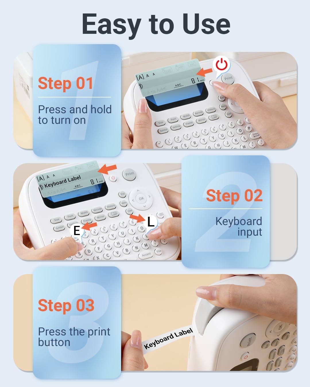 Label Maker Machine With QWERTY Keyboard, Includes USB-C Cable for Power Gray