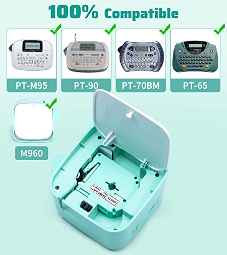 Label Tape Replacement for Brother P Touch M Tape M231 MK231, Compatible for Brother Ptouch PT-M95 PT-90 PT-70 PT-65 PT-85 Vixic M960 Label Maker 12mm 0.47 Inch Black on White 2 PK 3M21